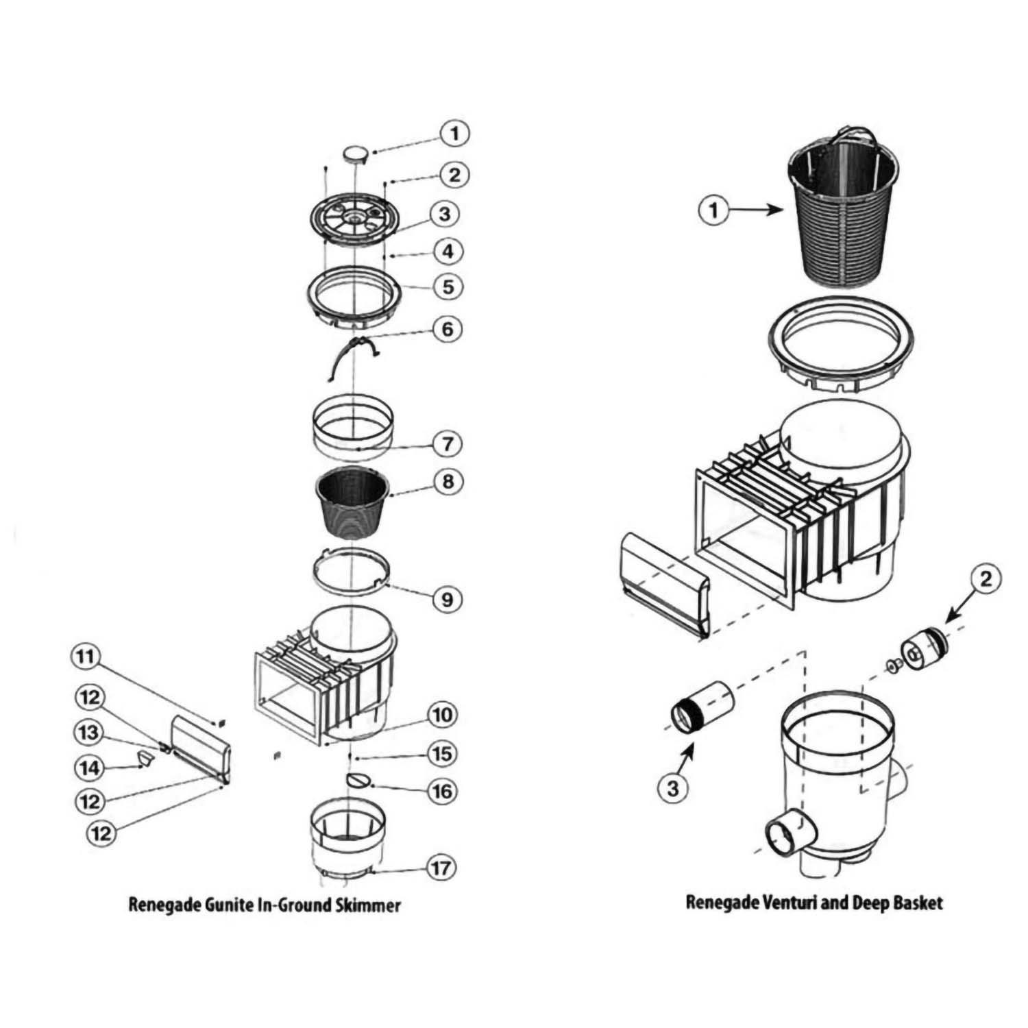 Waterway Renegade Gunite Skimmer Parts