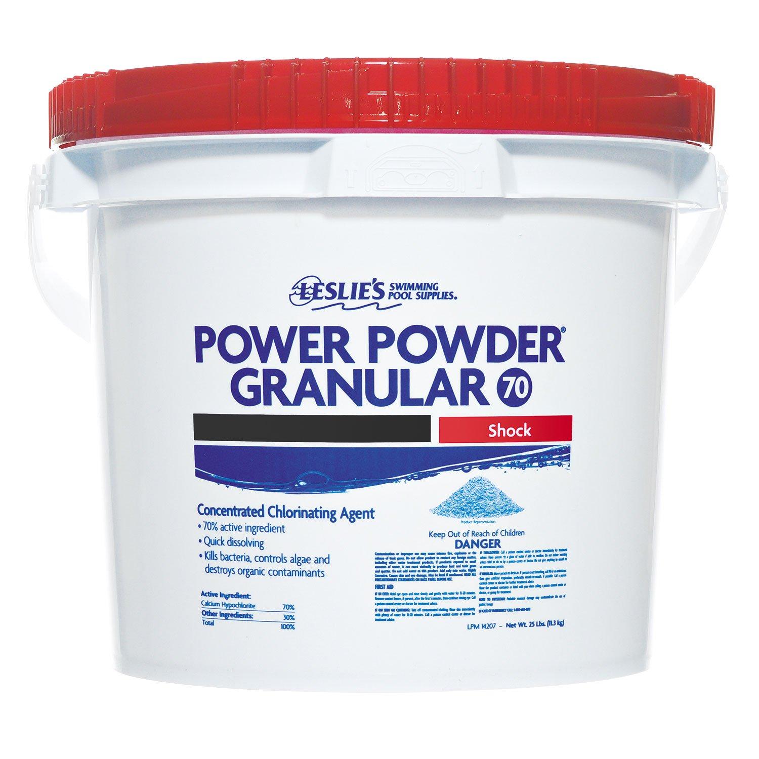 Leslie's  Power Powder Granular 70 Calcium Hypochlorite Pool Shock  25 lbs.