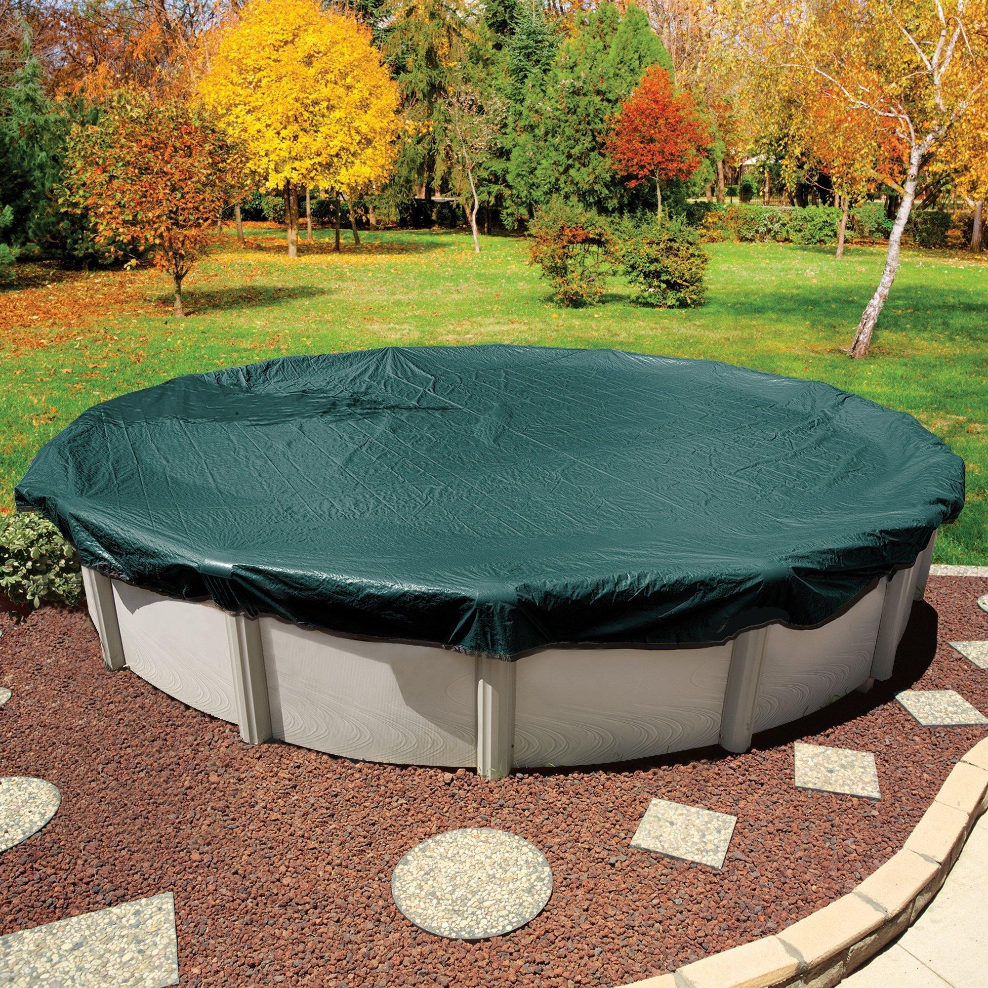Round Deluxe Above Ground Winter Pool Cover, 12 Year Warranty, Green