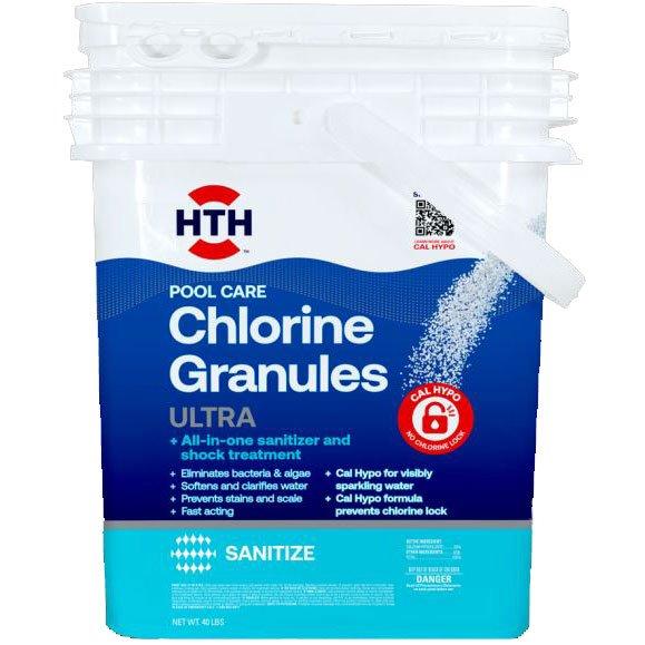 HTH Pool Care Chlorine Granules Ultra 40 lbs. Leslie's Pool Supplies