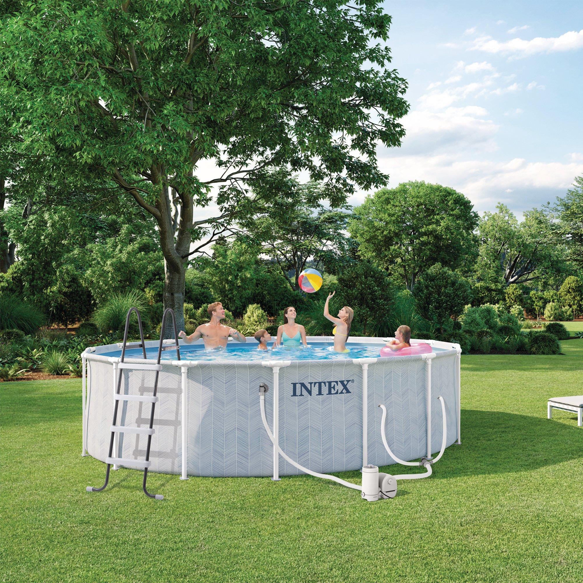Intex Prism Frame Chevron Frame Premium Pool Set 16 ft Round x 48