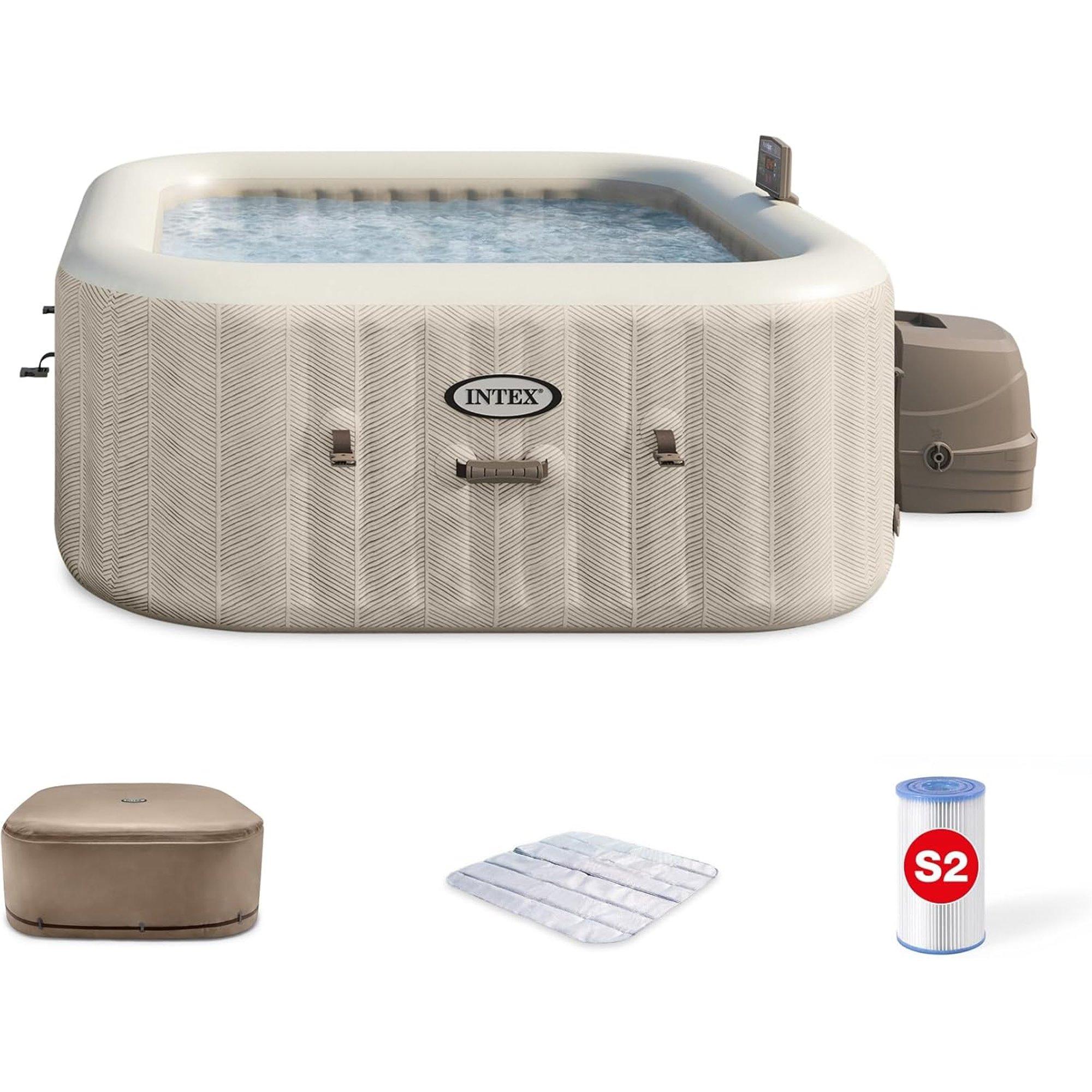 4 Person Square Chevron Bubble Spa 69" Outer Size