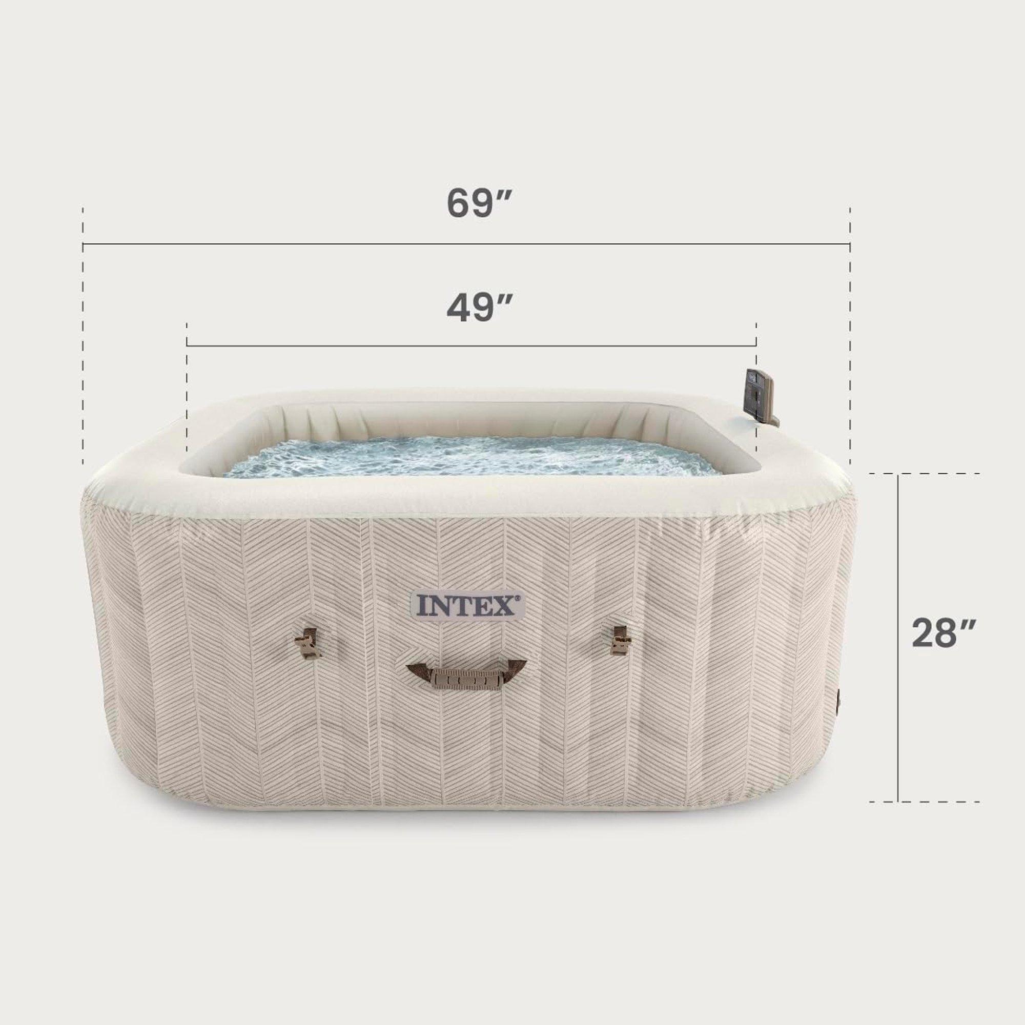 4 Person Square Chevron Bubble Spa 69" Outer Size