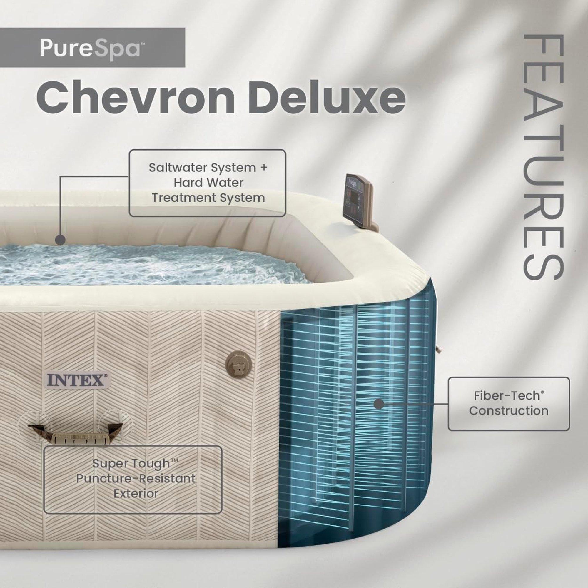 4 Person Square Chevron Bubble Spa 69" Outer Size
