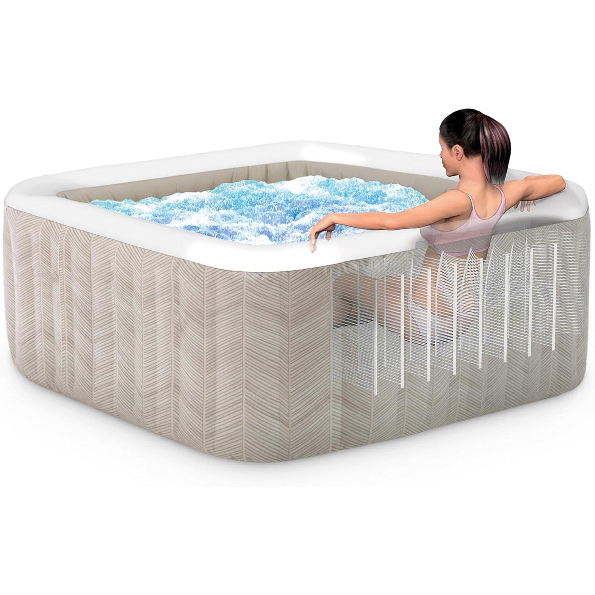 4 Person Square Chevron Bubble Spa 69" Outer Size