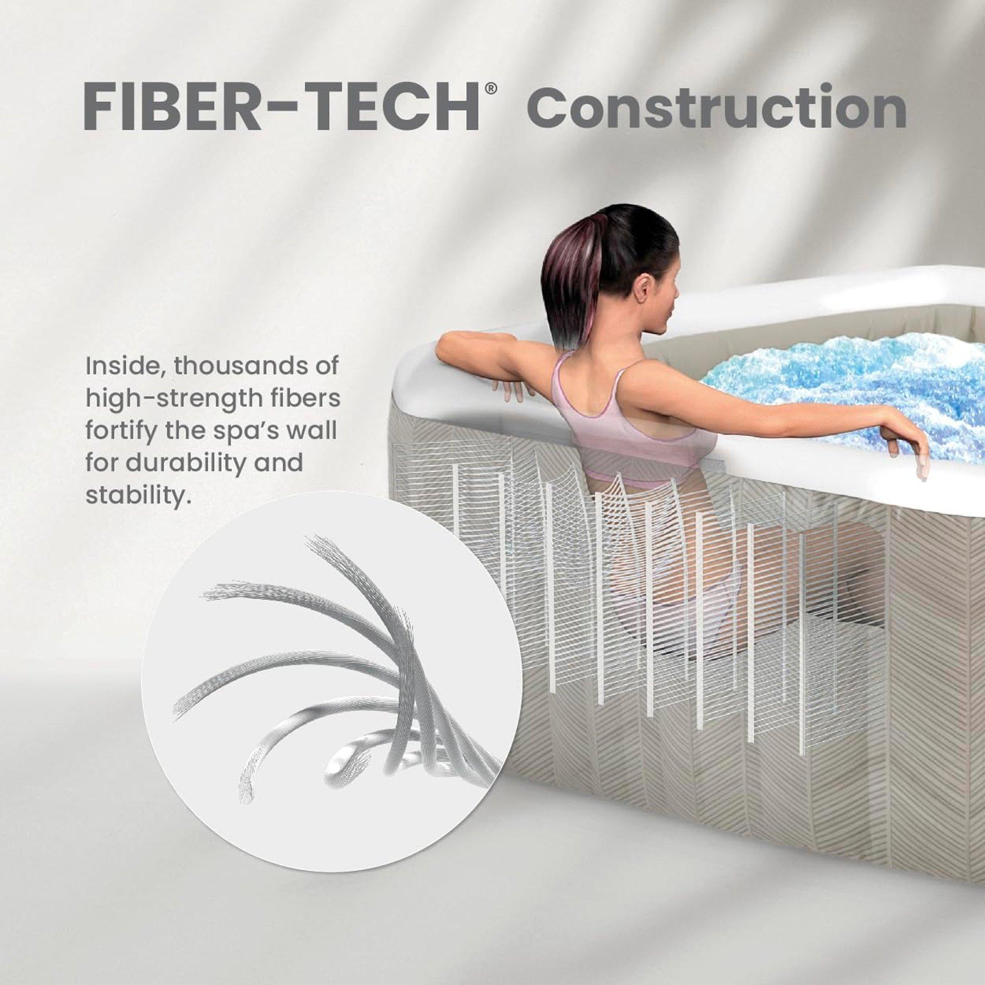 Intex  4 Person Square Chevron Bubble Spa 69 Outer Size