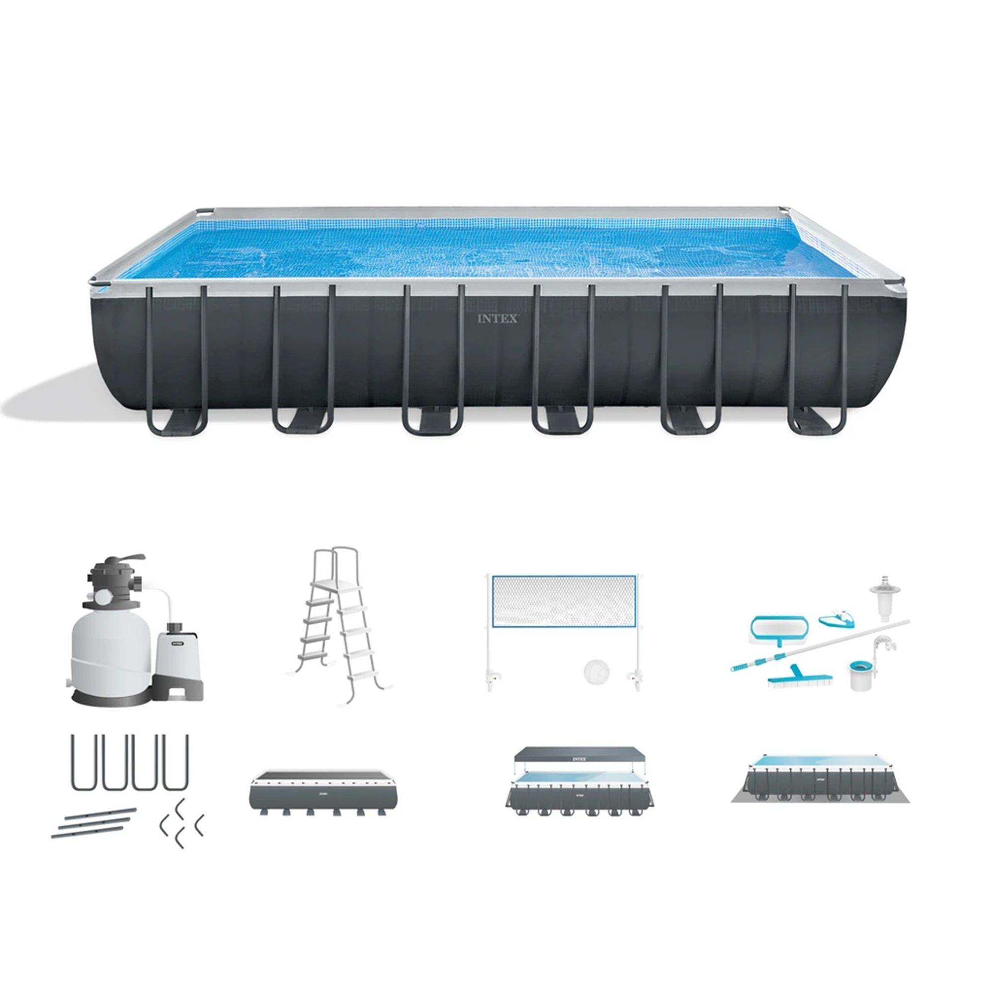 Ultra XTR Rectangle Frame Above Ground Pool with Sand Filter Pump & Saltwater System - 24' x 12' x 52"