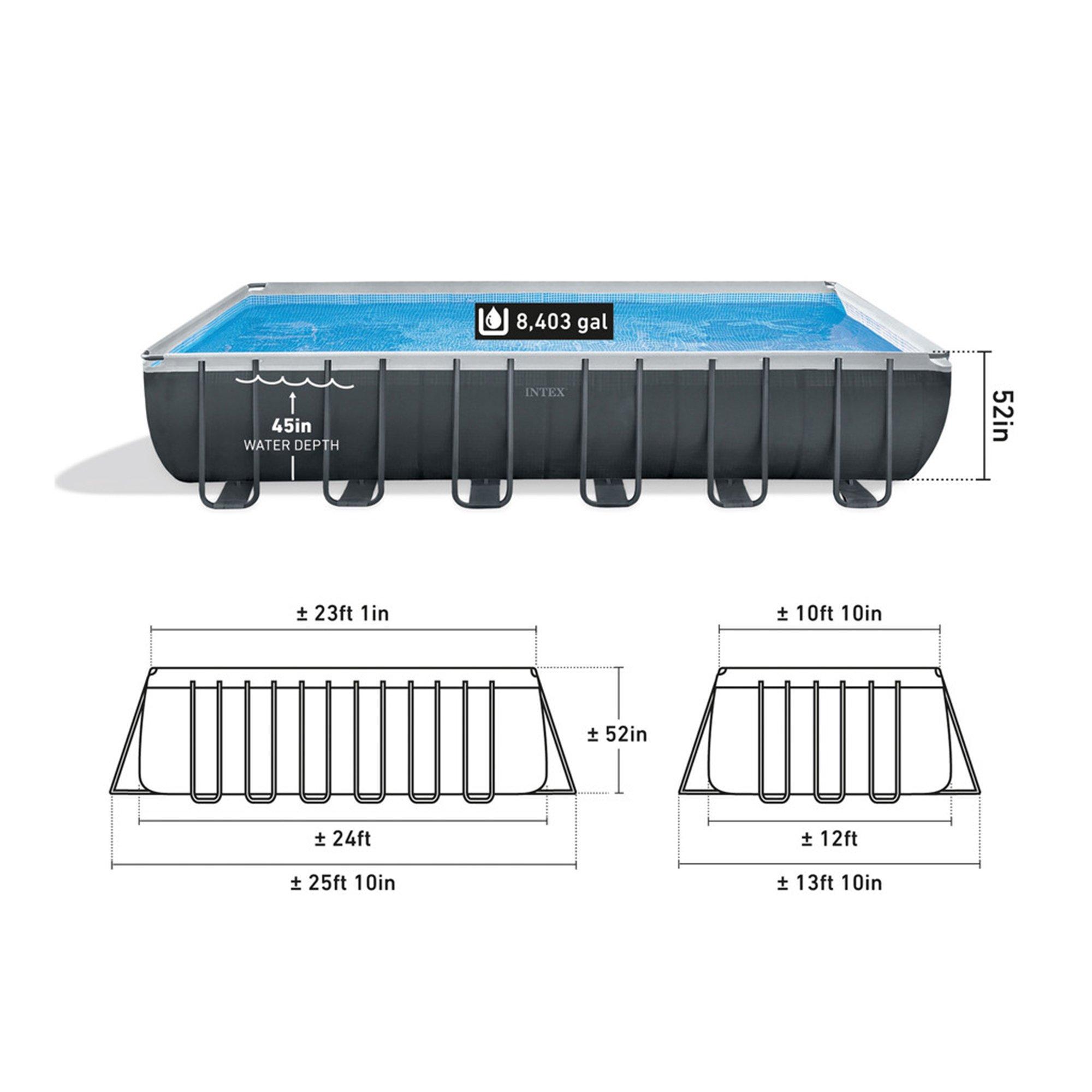 Intex  Ultra XTR Rectangle Frame Above Ground Pool with Sand Filter Pump  Saltwater System  24 x 12 x 52"
