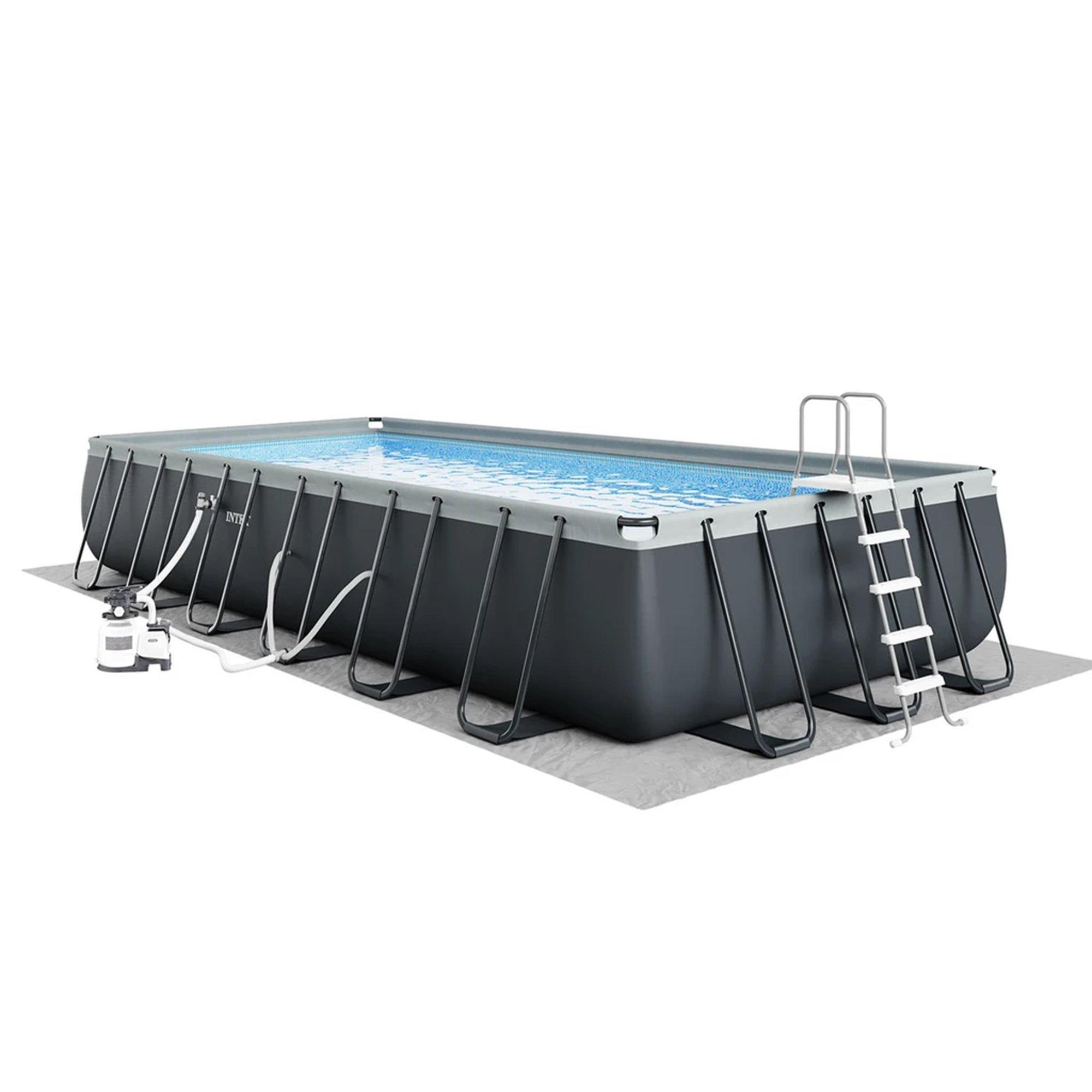 Intex  Ultra XTR Rectangle Frame Above Ground Pool with Sand Filter Pump  Saltwater System  24 x 12 x 52"