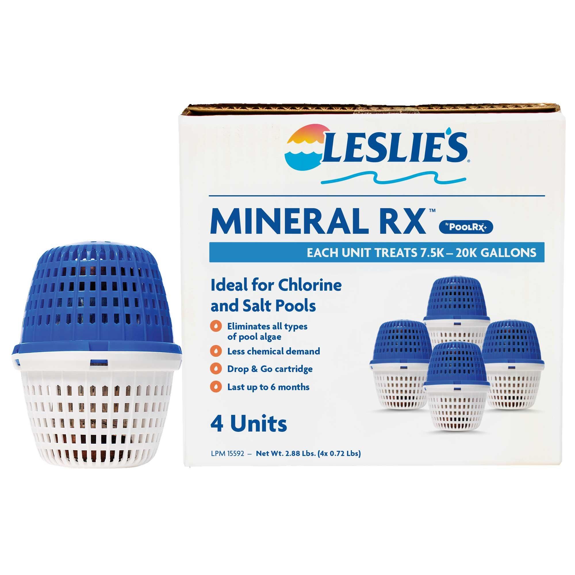 Leslie's  Mineral Rx Pool Mineral Blue/White Unit for 7,500 to 20,000 Gallons 4-Pack