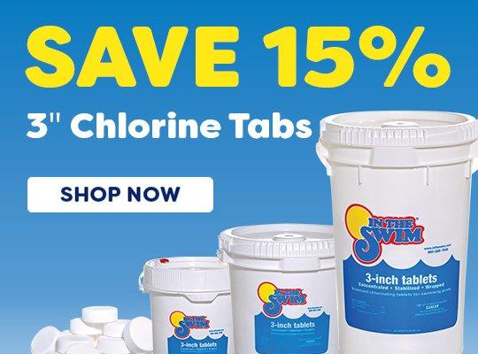 An image advertising15% off chlorine tabs