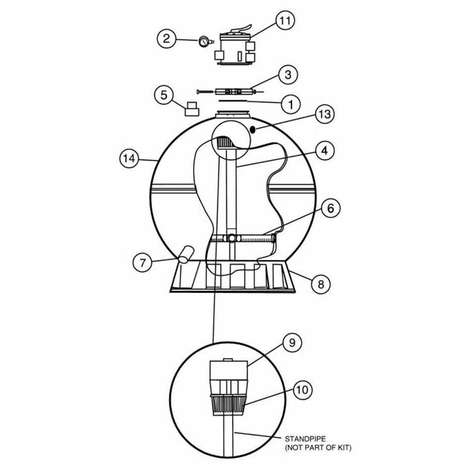 Pentair Meteor Top Mount Pool Sand Filter Parts
