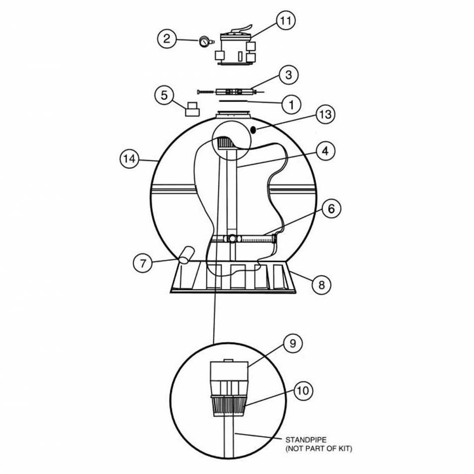 Pentair Meteor Top Mount Pool Sand Filter Parts