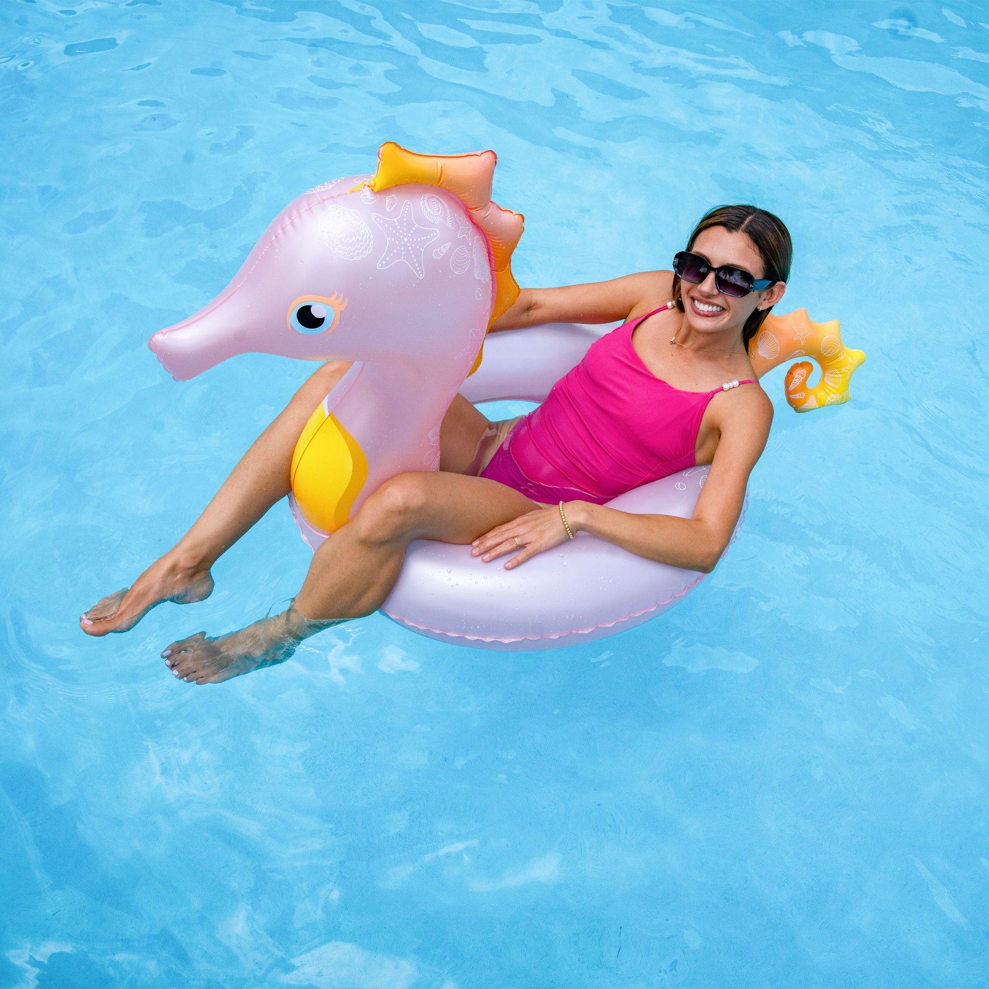 Pearlescent Seahorse Inflatable Tube Pool Float