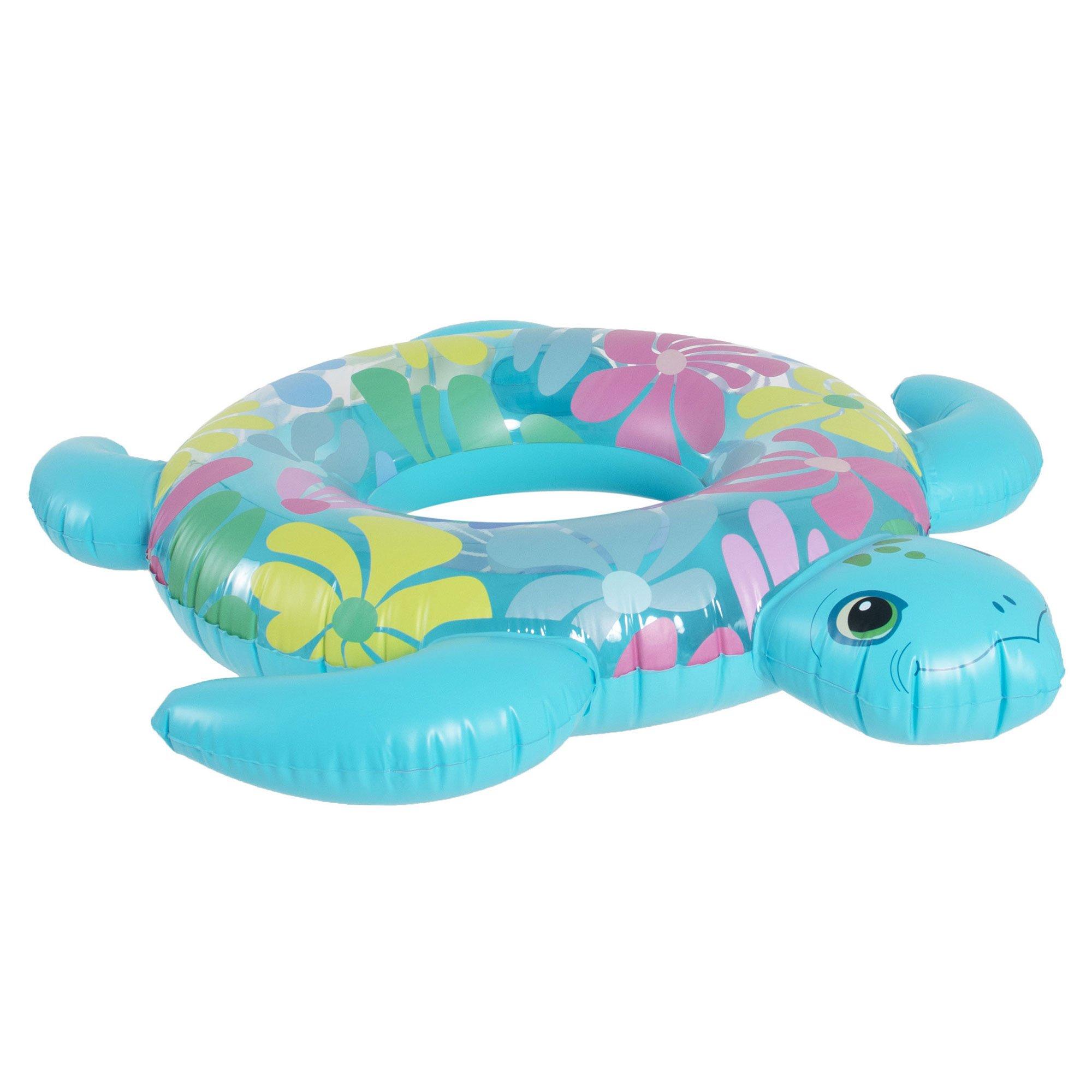 3D Floral Turtle Inflatable Tube Pool Float