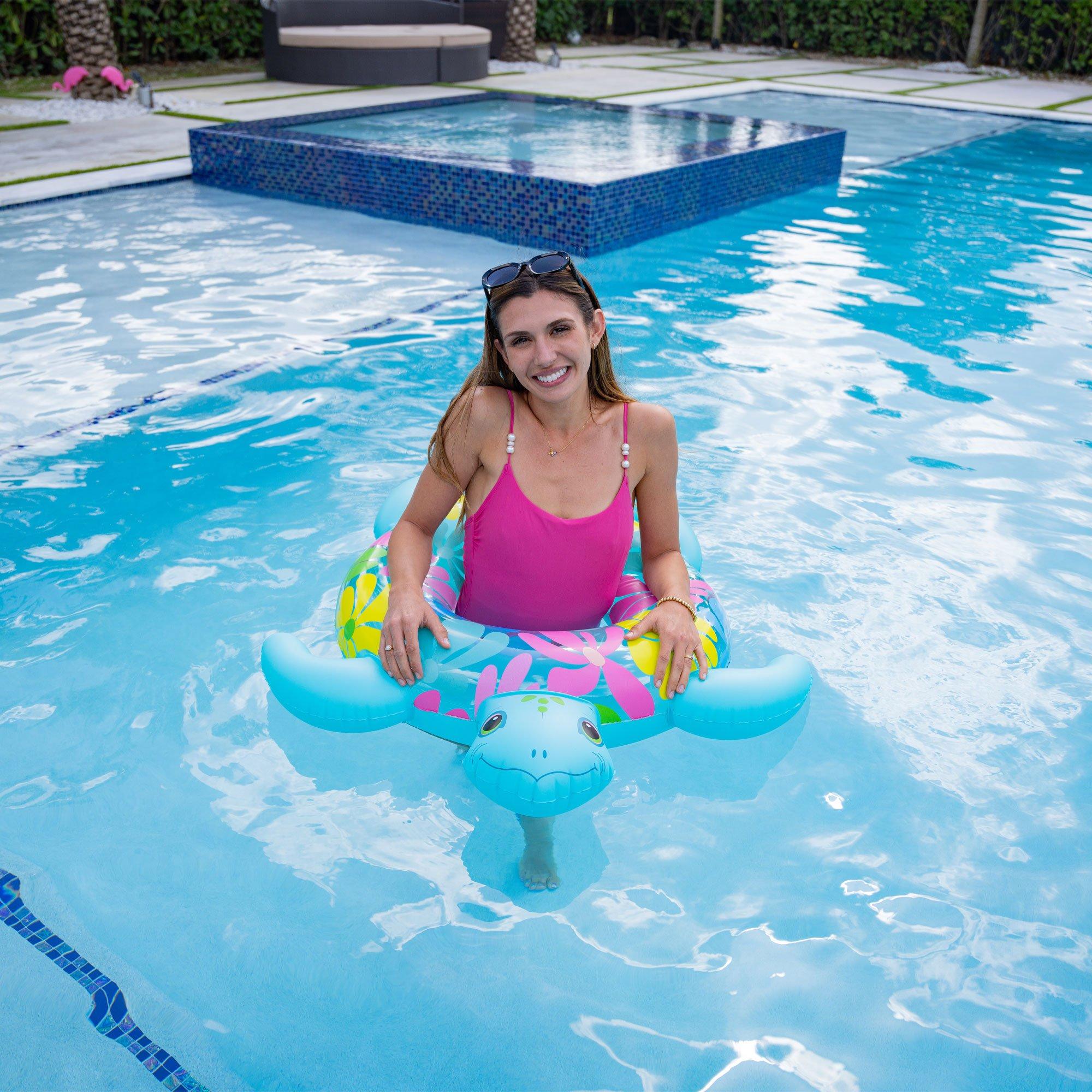 3D Floral Turtle Inflatable Tube Pool Float
