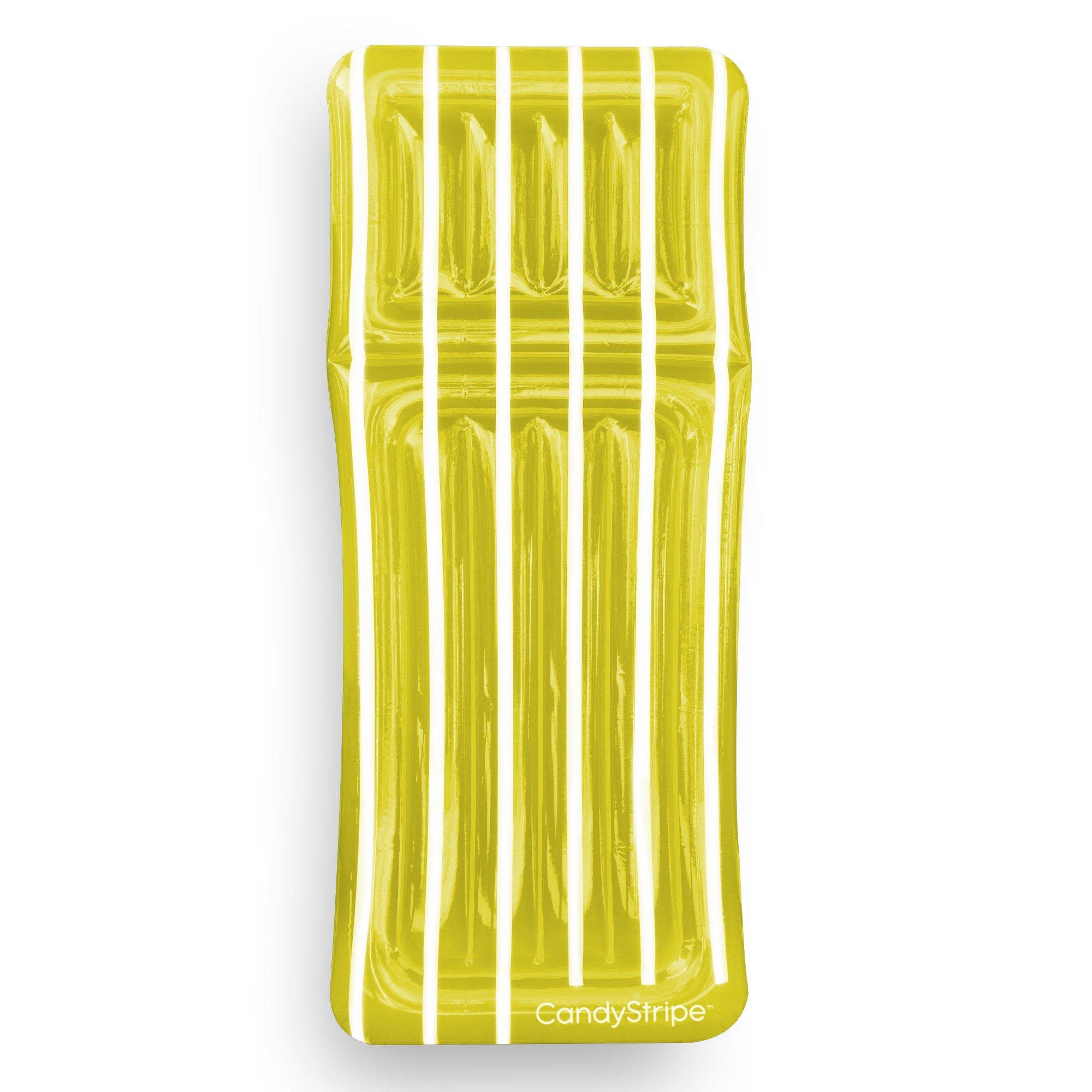 Candy Stripe Inflatable Lounger Pool Float  Yellow