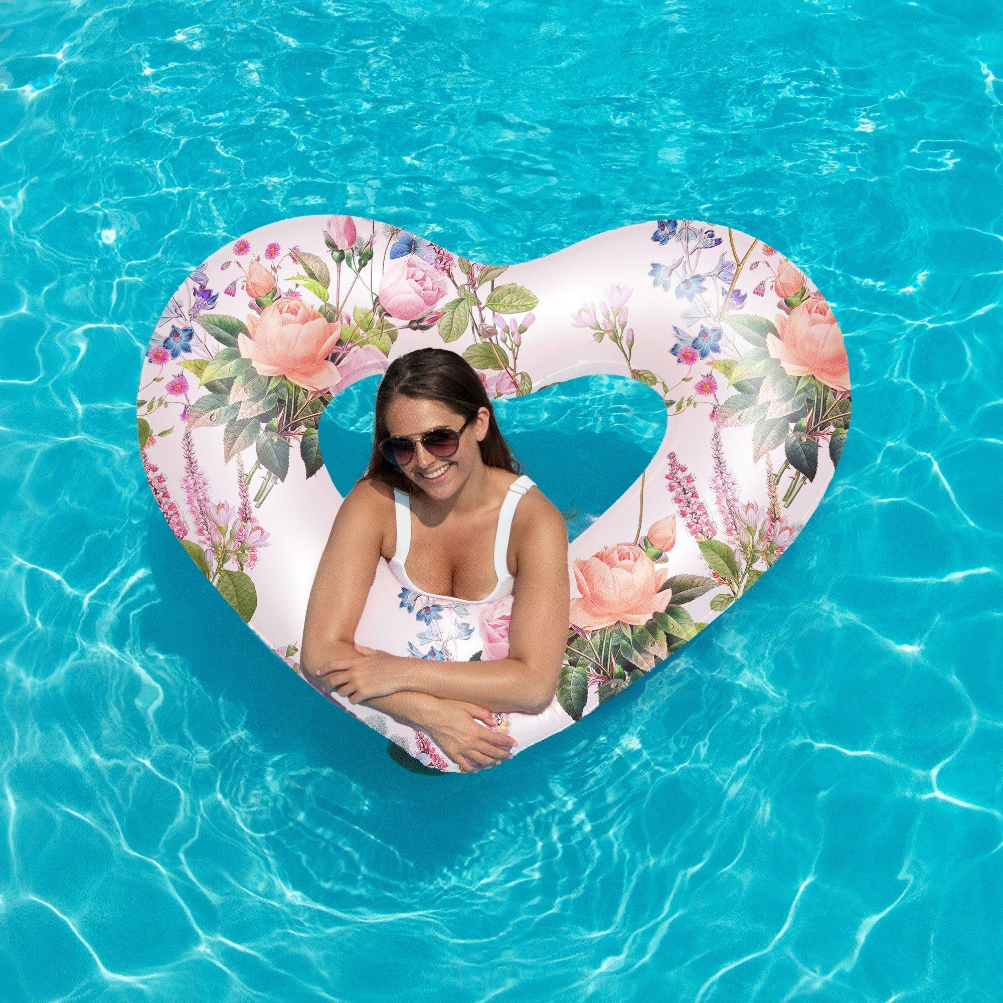 Flower Bloom Heart Inflatable Tube Pool Float