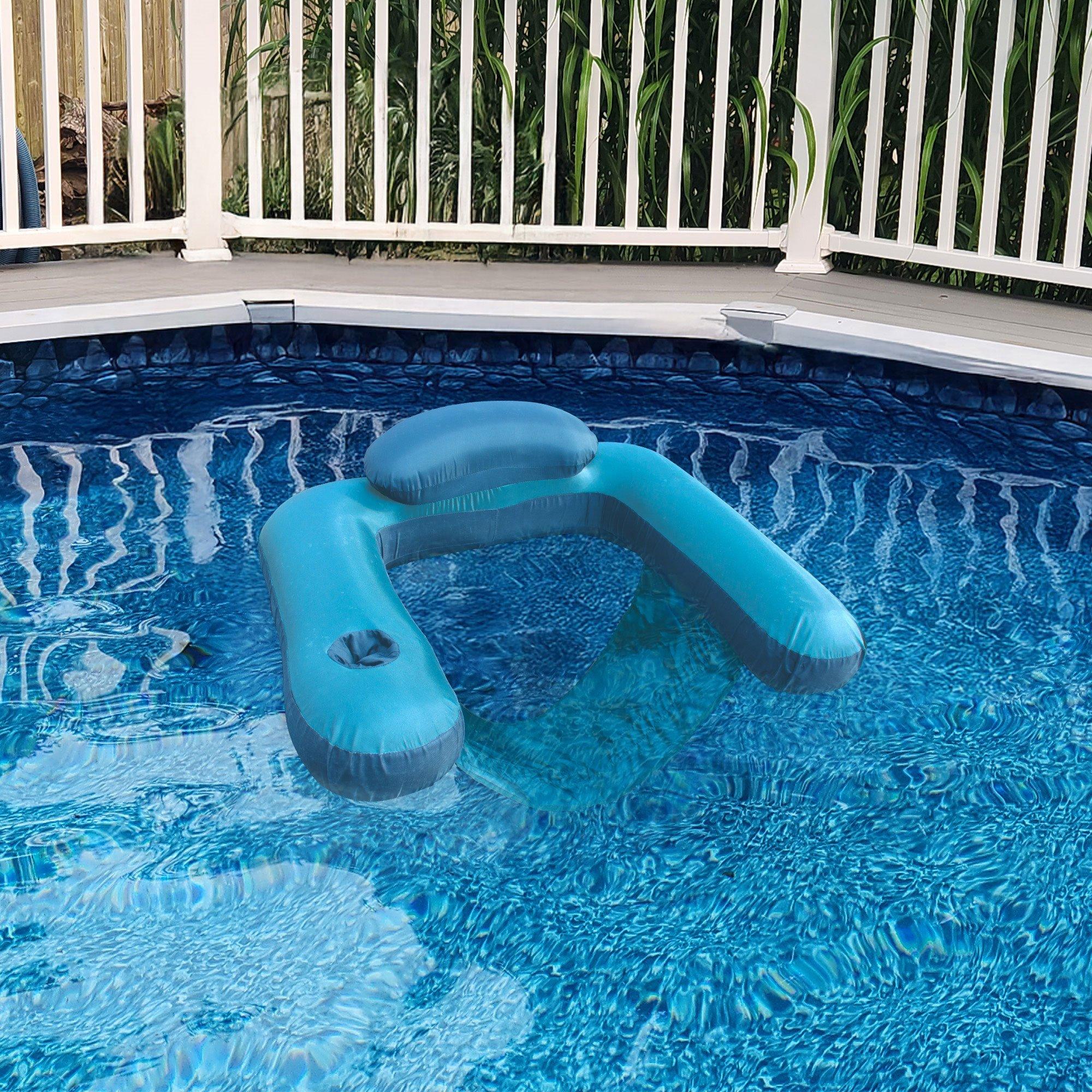 Fabric Covered Inflatable Sun Chair Pool Float  Teal