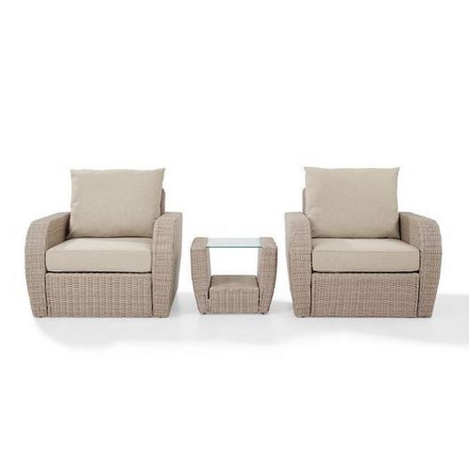 Crosley  St Augustine 3-Piece Wicker Set with Two Armchairs and Side Table