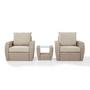 St. Augustine 3-Piece Wicker Set with Two Armchairs and Side Table