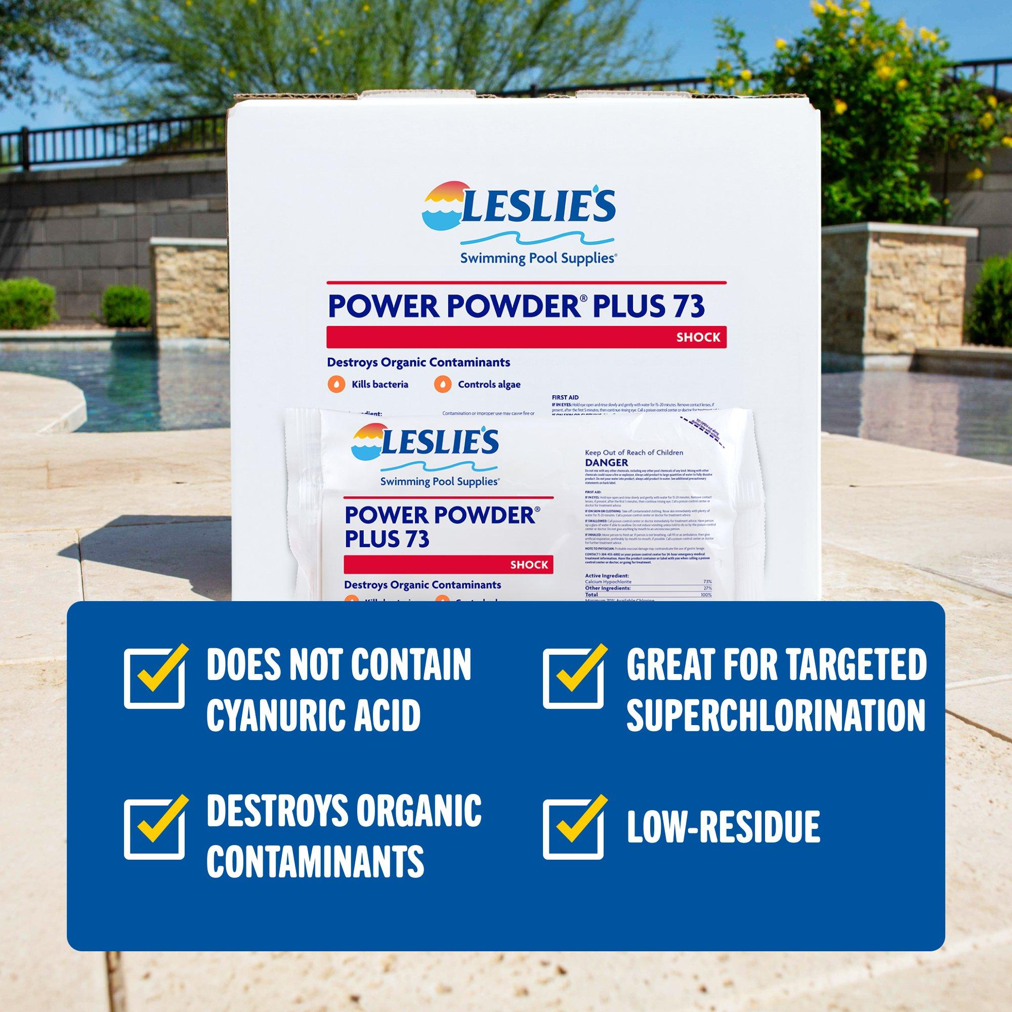 Leslie's Power Powder Plus 73% Calcium Hypochlorite Pool Shock 1lb Bags ...