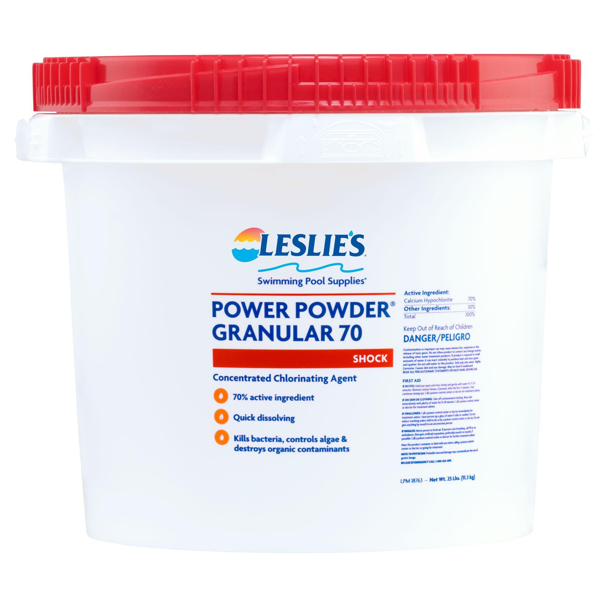 Leslie's  Power Powder Granular 70 Calcium Hypochlorite Pool Shock  25 lbs