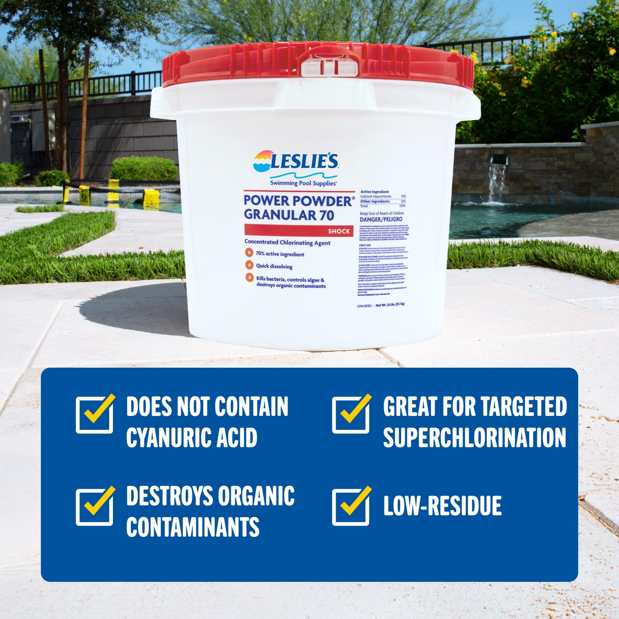 Leslie's  25 lb Power Powder Granular 70 Calcium Hypochlorite Pool Shock