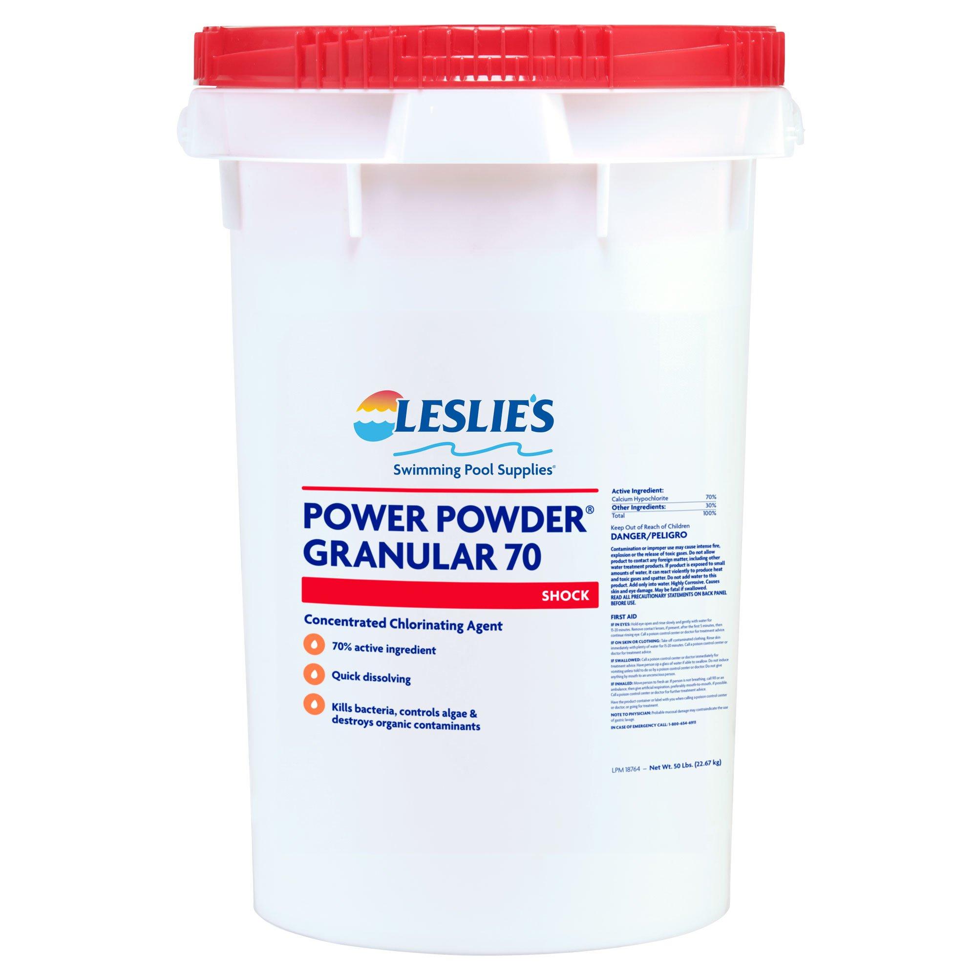 Leslie's  Power Powder Granular 70 Calcium Hypochlorite Pool Shock  50 lbs