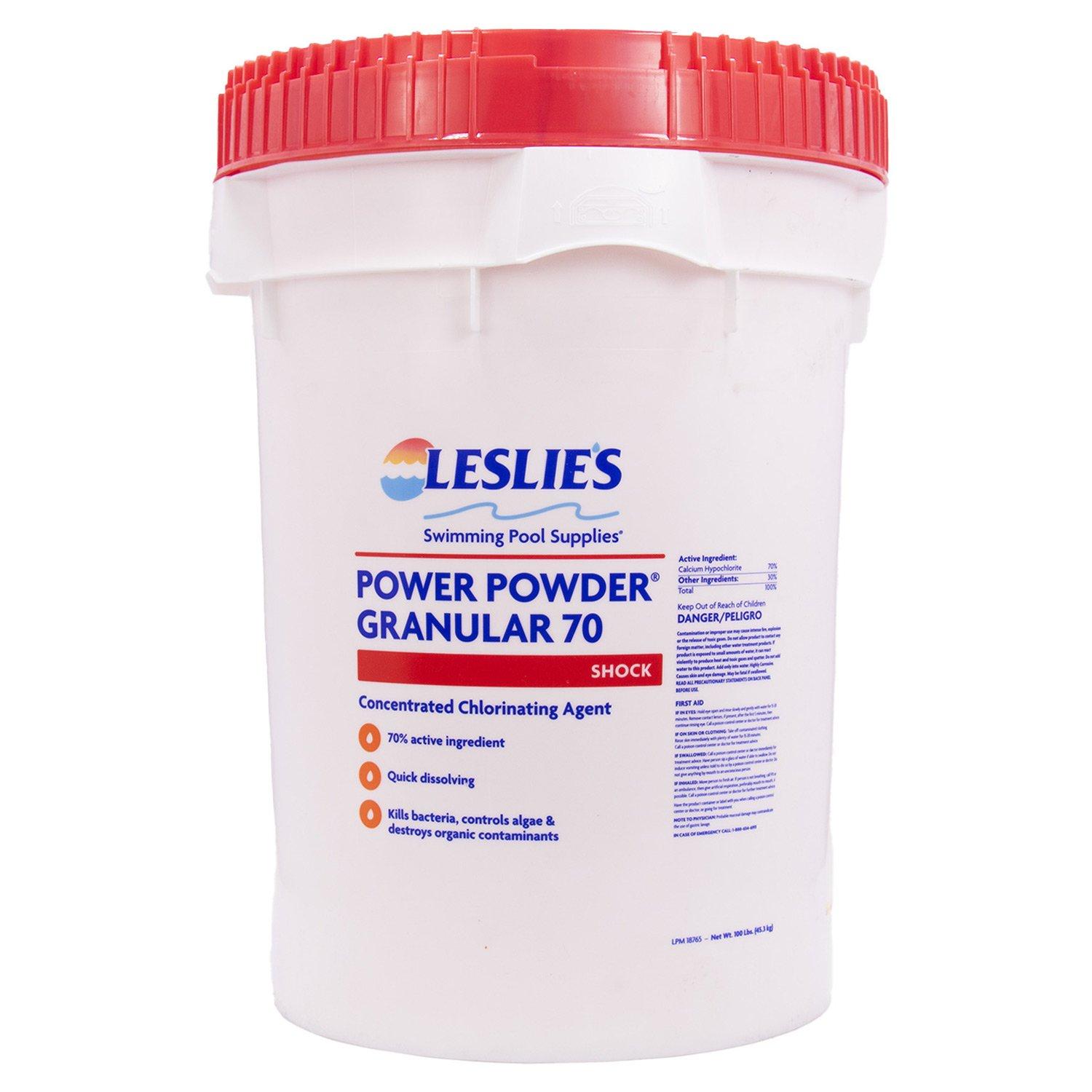 Leslie's  Power Powder Granular 70 Calcium Hypochlorite Pool Shock  100 lbs