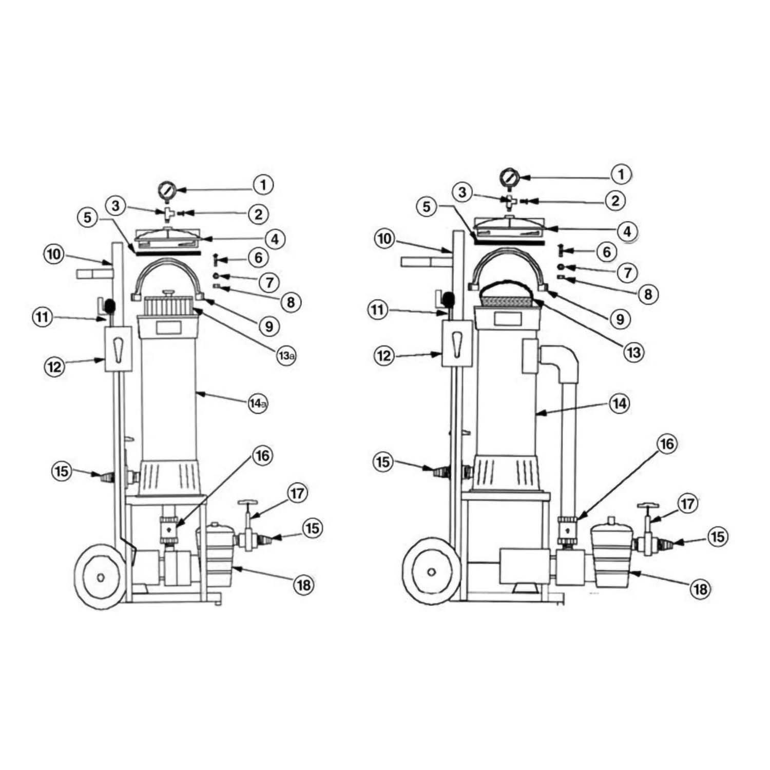 Portable Filter Baker Hydro Cartridge  Portable Bag Vacuum Filter Part Schematic