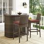 Bradenton 3-Piece Wicker Bar Set with Bar and Two Stools and Sand Cushions