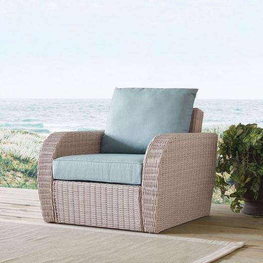 Crosley  St Augustine Wicker Arm Chair with Mist Cushions