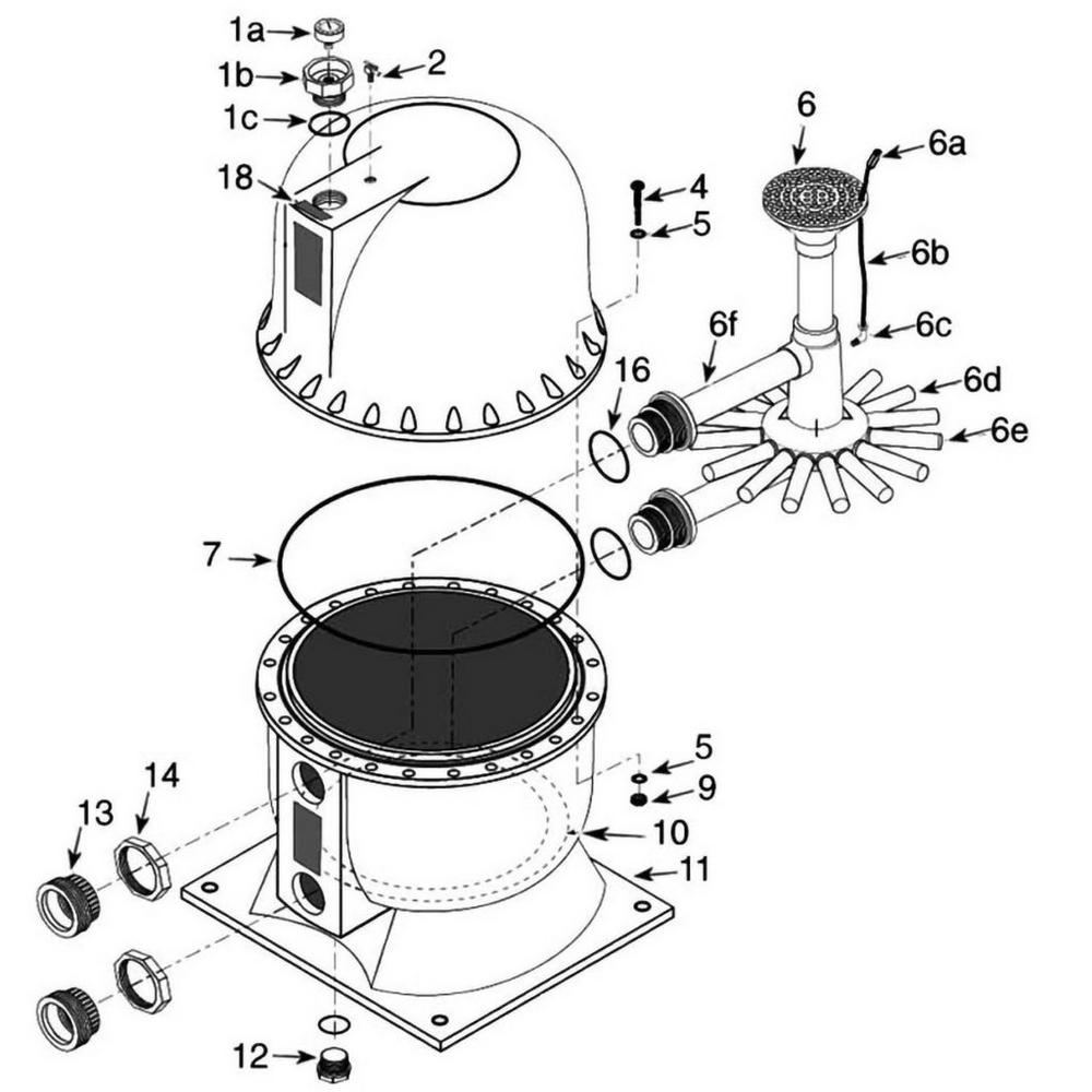 Sta-Rite High-Rate Filter Parts HRP20-01B, HRP24-01B, HRP30-01B