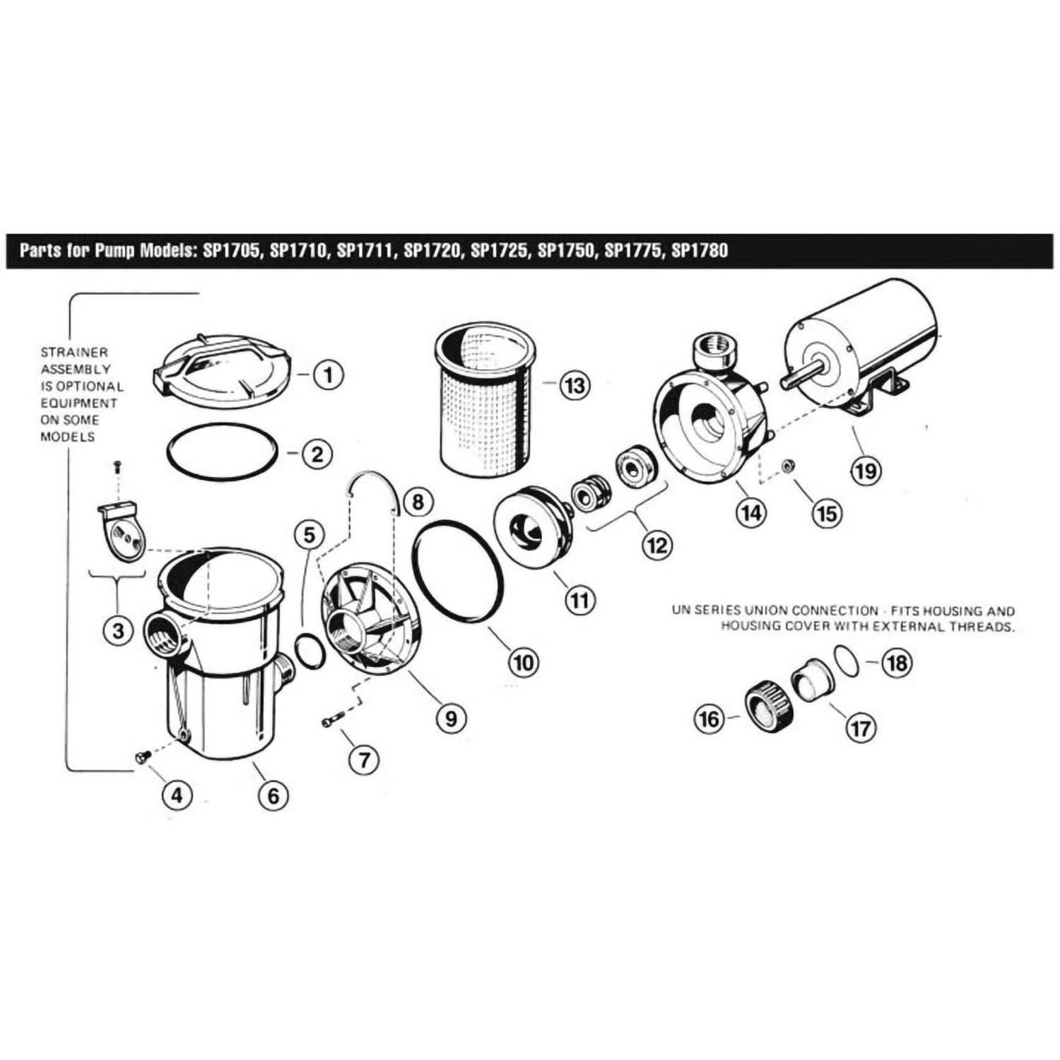 Power-Flo II Series SP1700 Above Ground Pool Pump Parts