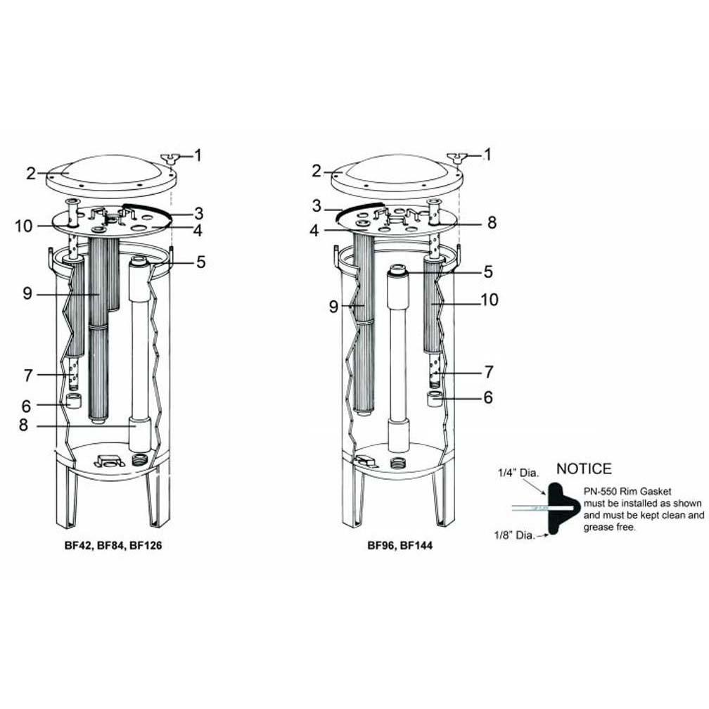 Cluster Cartridge Filter BF42, BF84, BF96, BF126, BF144 parts at