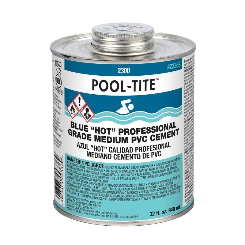 Oatey  2336S PVC 2300 Series Pool-Tite Blue Hot Professional Grade Medium PVC Cement 32 oz.