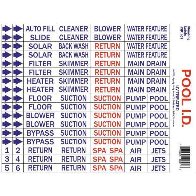 Oreq  Pool I.D Plumbing Labels