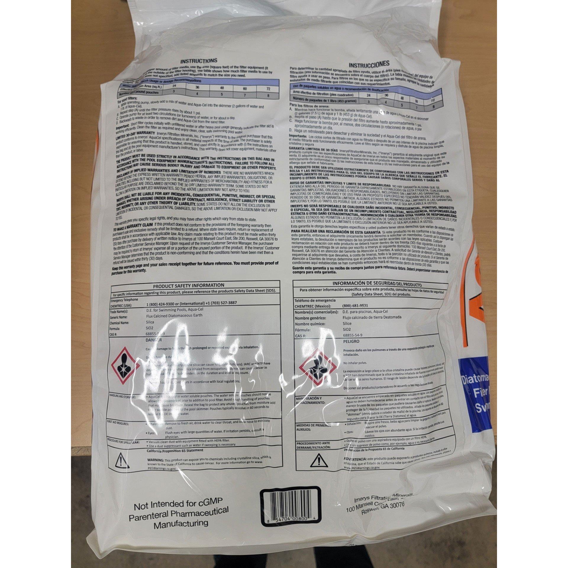 Aqua-Cel Diatomaceous Earth Pool Filter Media, 12 lbs