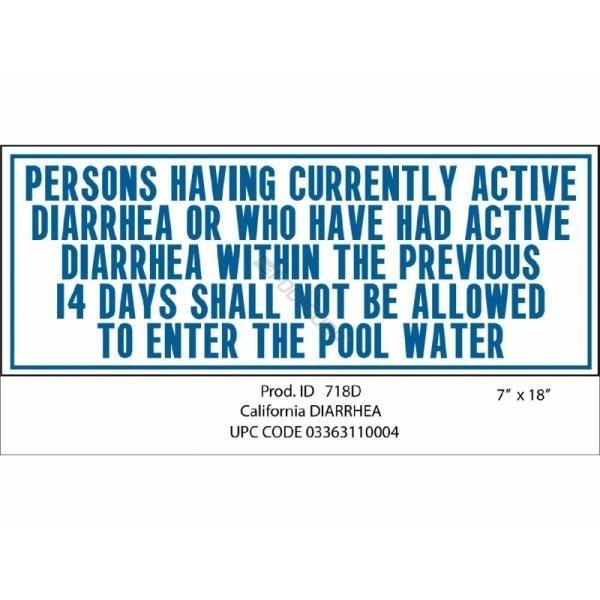 National Stock Sign  CA Diarrhea Pool Sign