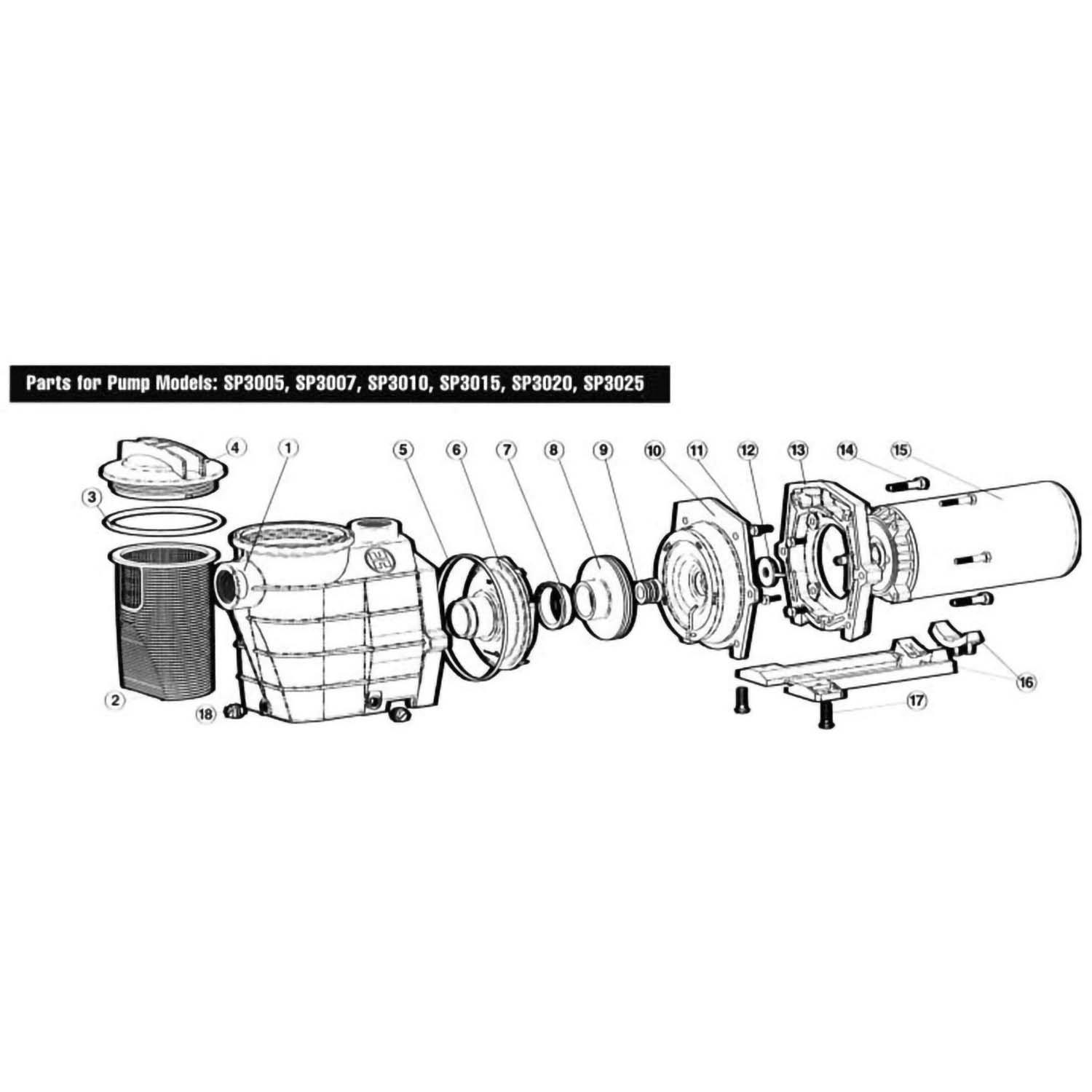 Hayward Super II Series Super II SP3000 Full Rated Pump Part Schematic