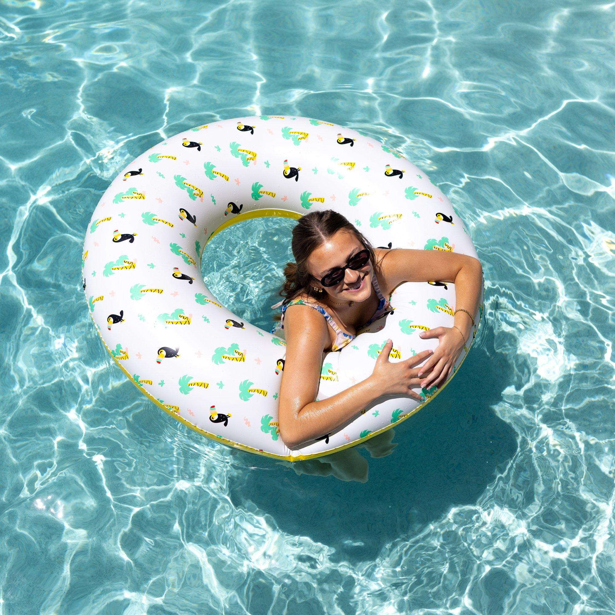 Tropical Toucan Breeze Inflatable Ring and Hammock Pool Float - 2 Piece Set