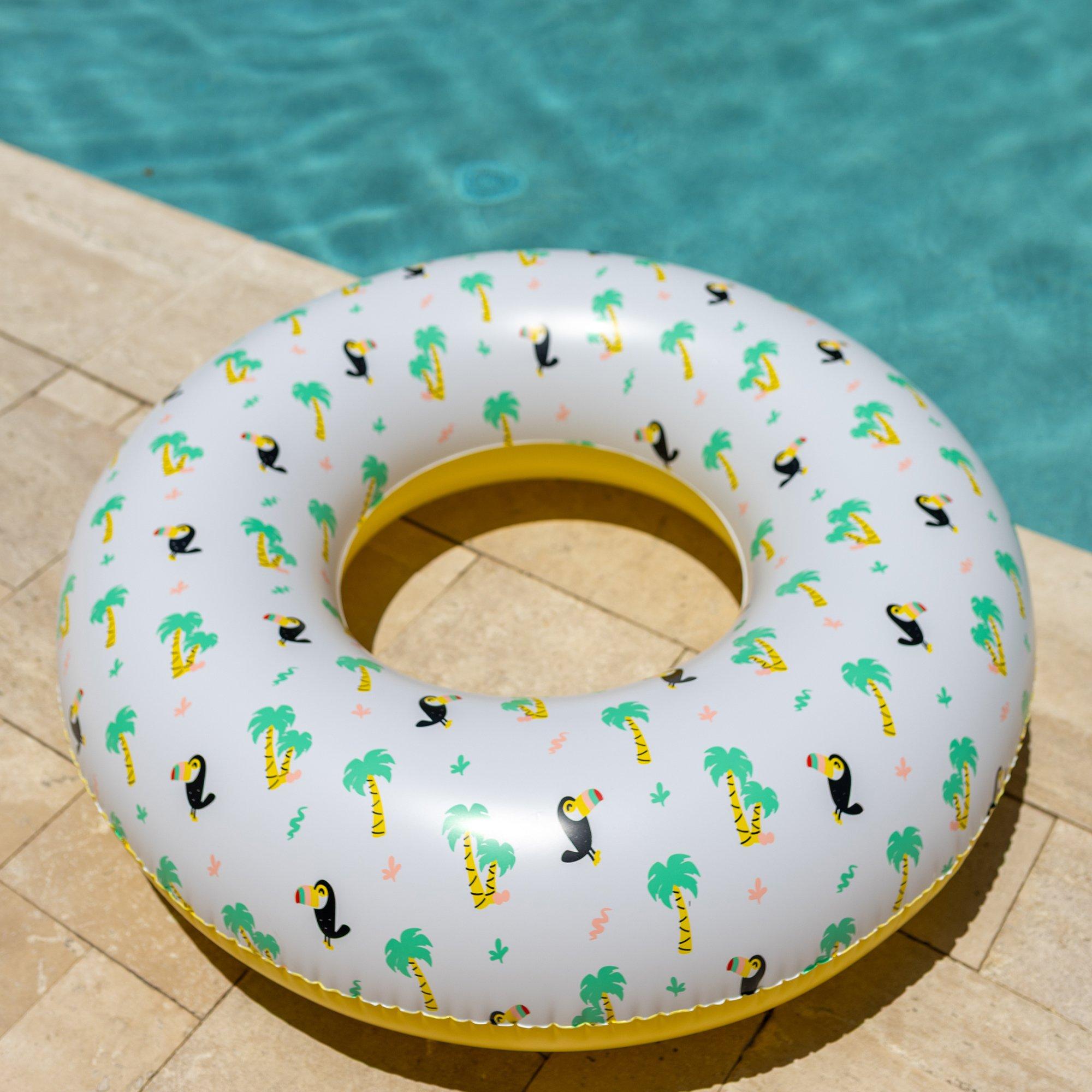 Tropical Toucan Breeze Inflatable Ring and Hammock Pool Float - 2 Piece Set