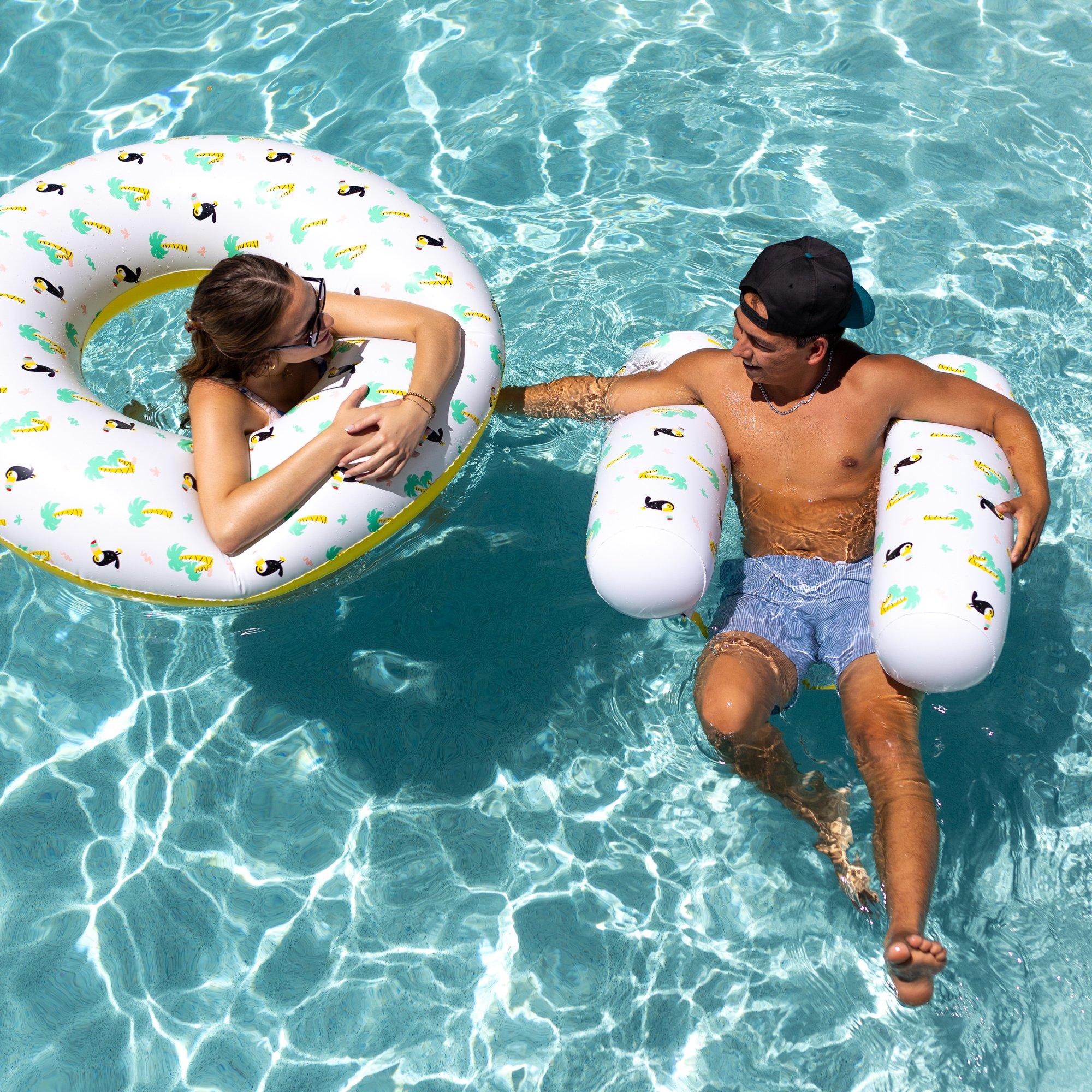 Tropical Toucan Breeze Inflatable Ring and Hammock Pool Float  2 Piece Set