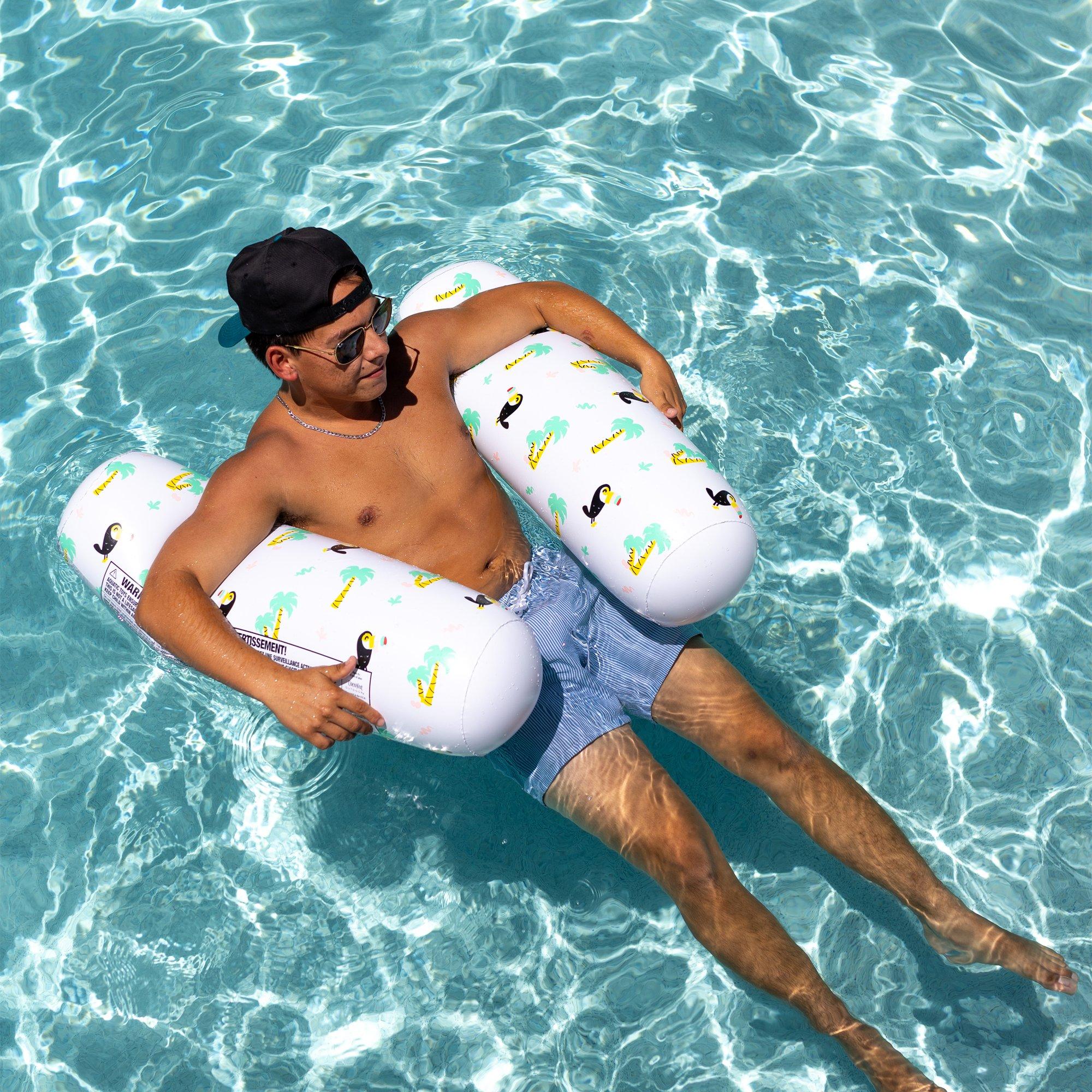 Tropical Toucan Breeze Inflatable Ring and Hammock Pool Float  2 Piece Set