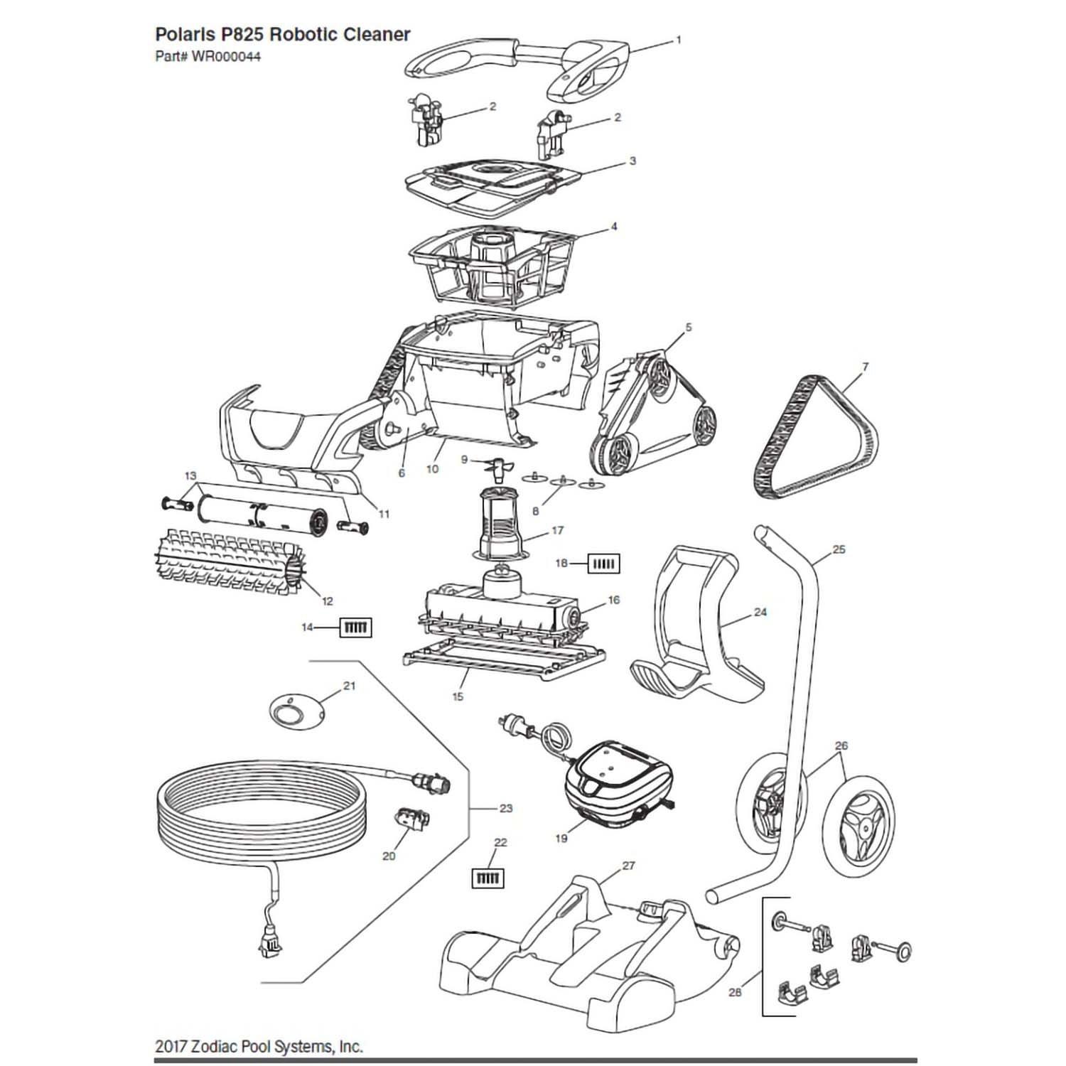 Polaris P825 Robotic Pool Cleaner Parts