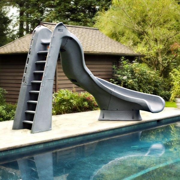 TurboTwister Right Turn Complete Pool Slide - Gray Granite