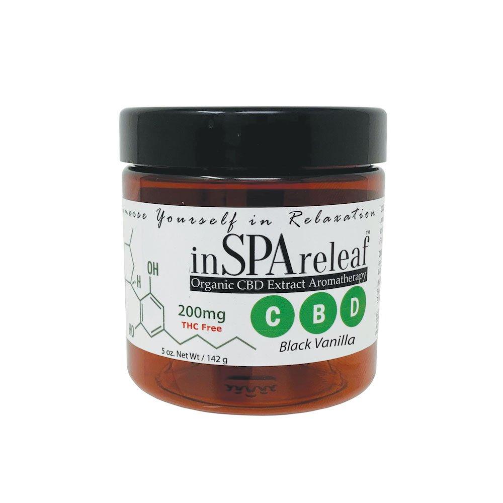 inSPAreleaf  Organic CBD Extract Aromatherapy 5oz Spa Crystals  Black Vanilla