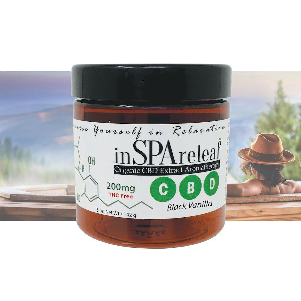 inSPAreleaf  Organic CBD Extract Aromatherapy 5oz Spa Crystals  Black Vanilla