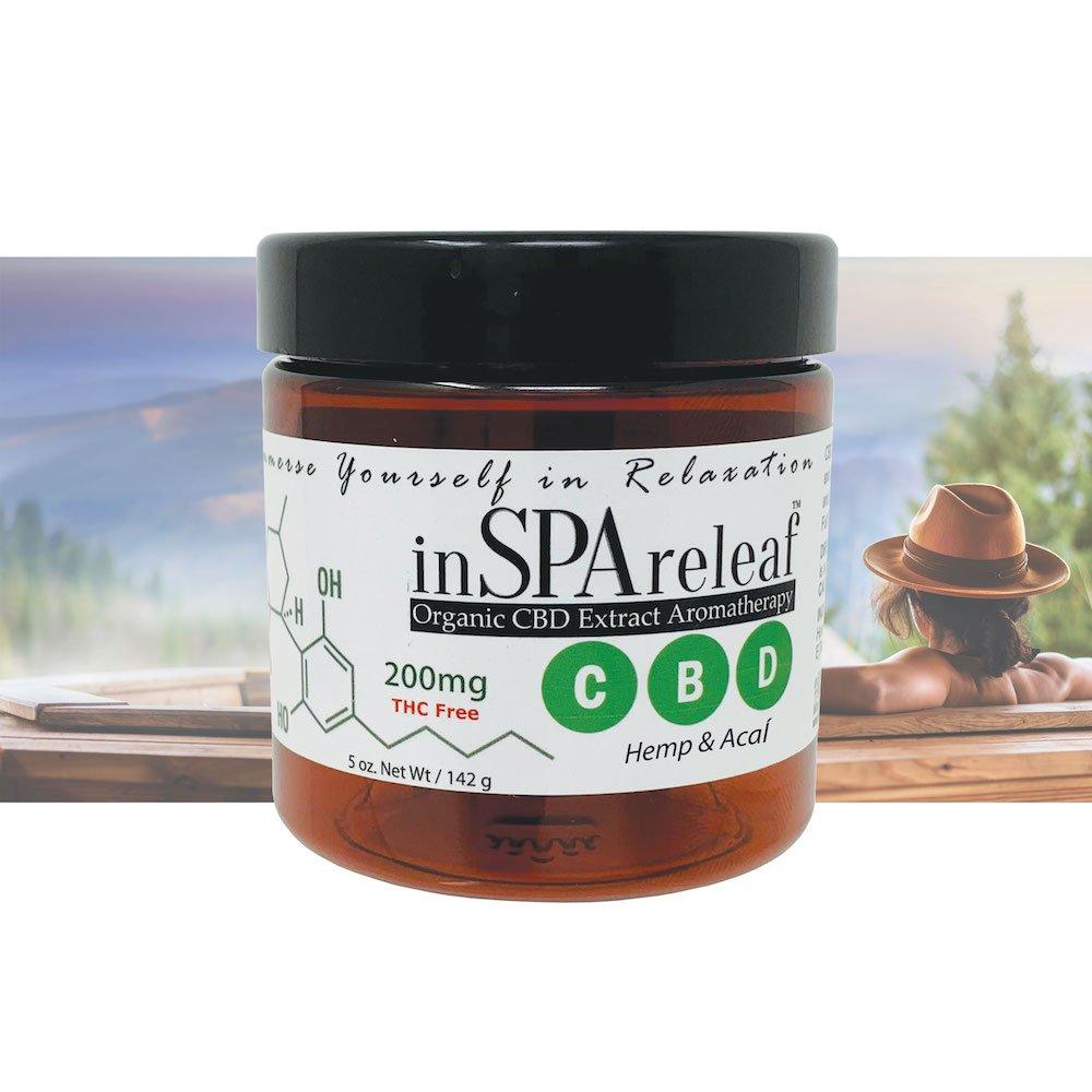 inSPAreleaf  Organic CBD Extract Aromatherapy 5oz Spa Crystals  Hemp and Acai